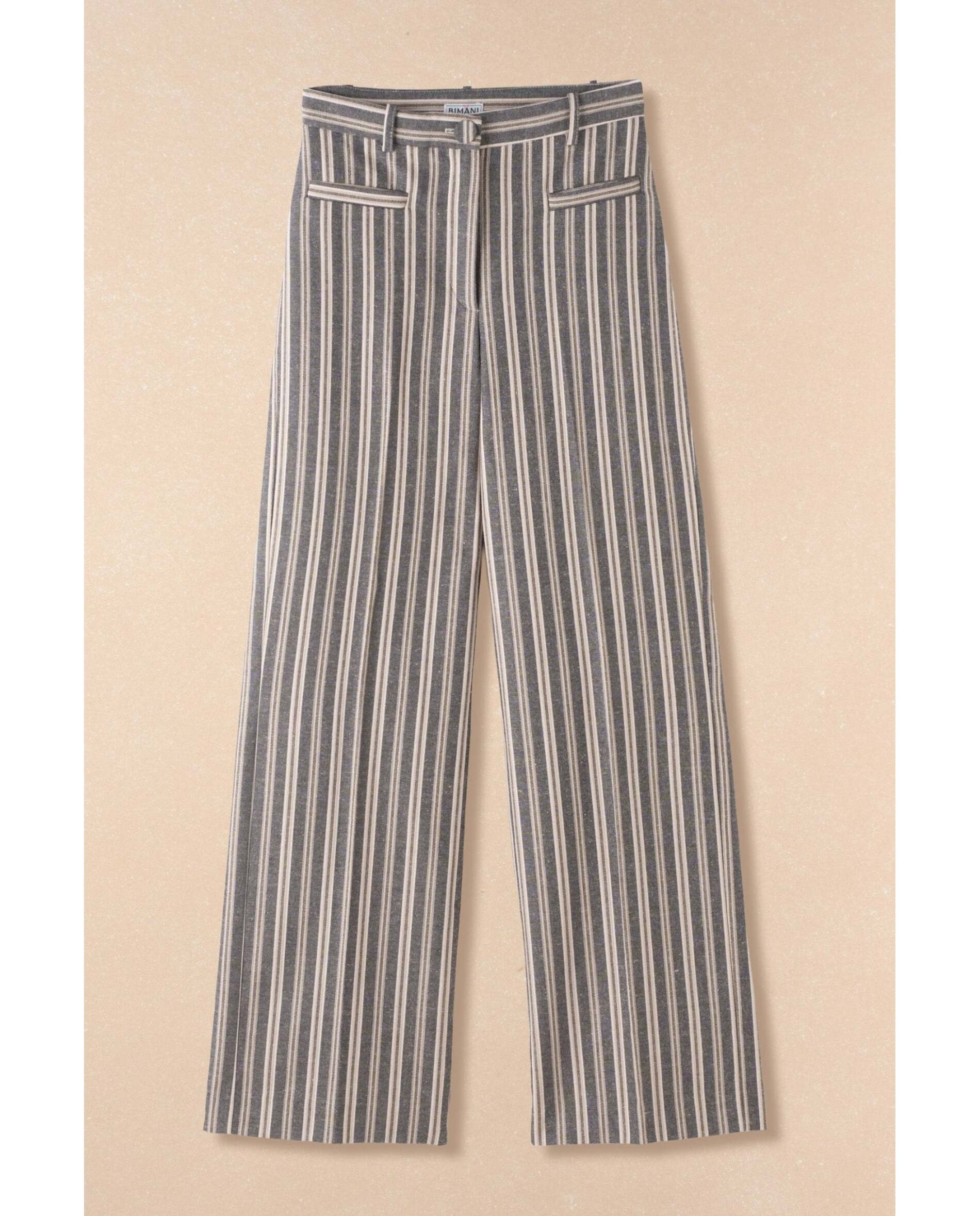 Bimani - Pantalón de mujer de rayas y tiro alto.
