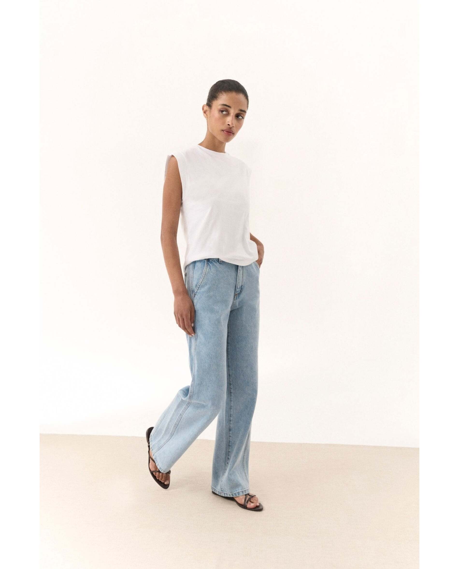 Bimani - Pantalón de mujer de corte recto y tiro alto.