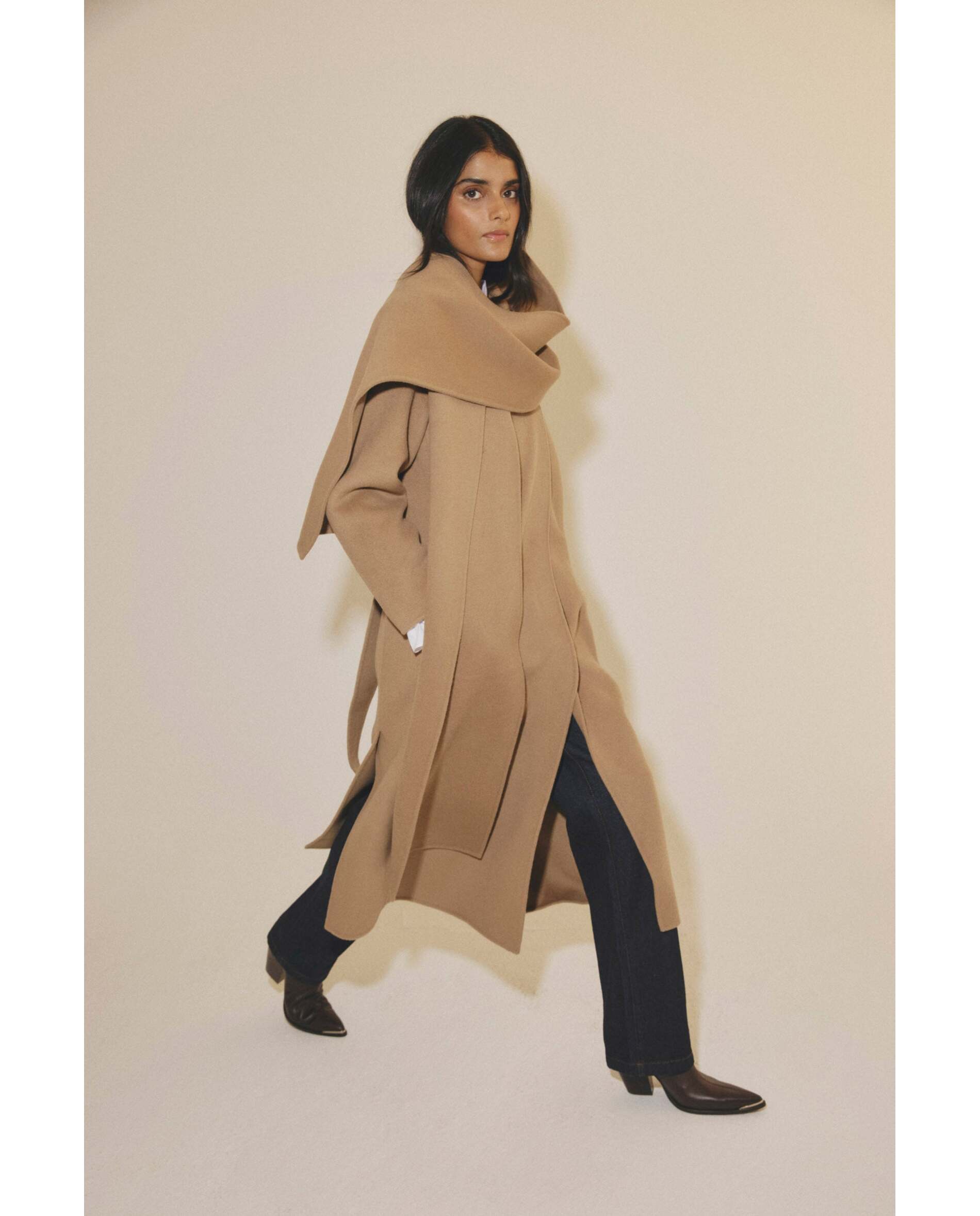 Abrigo de mujer de lana - Bimani - Camel Camel-2