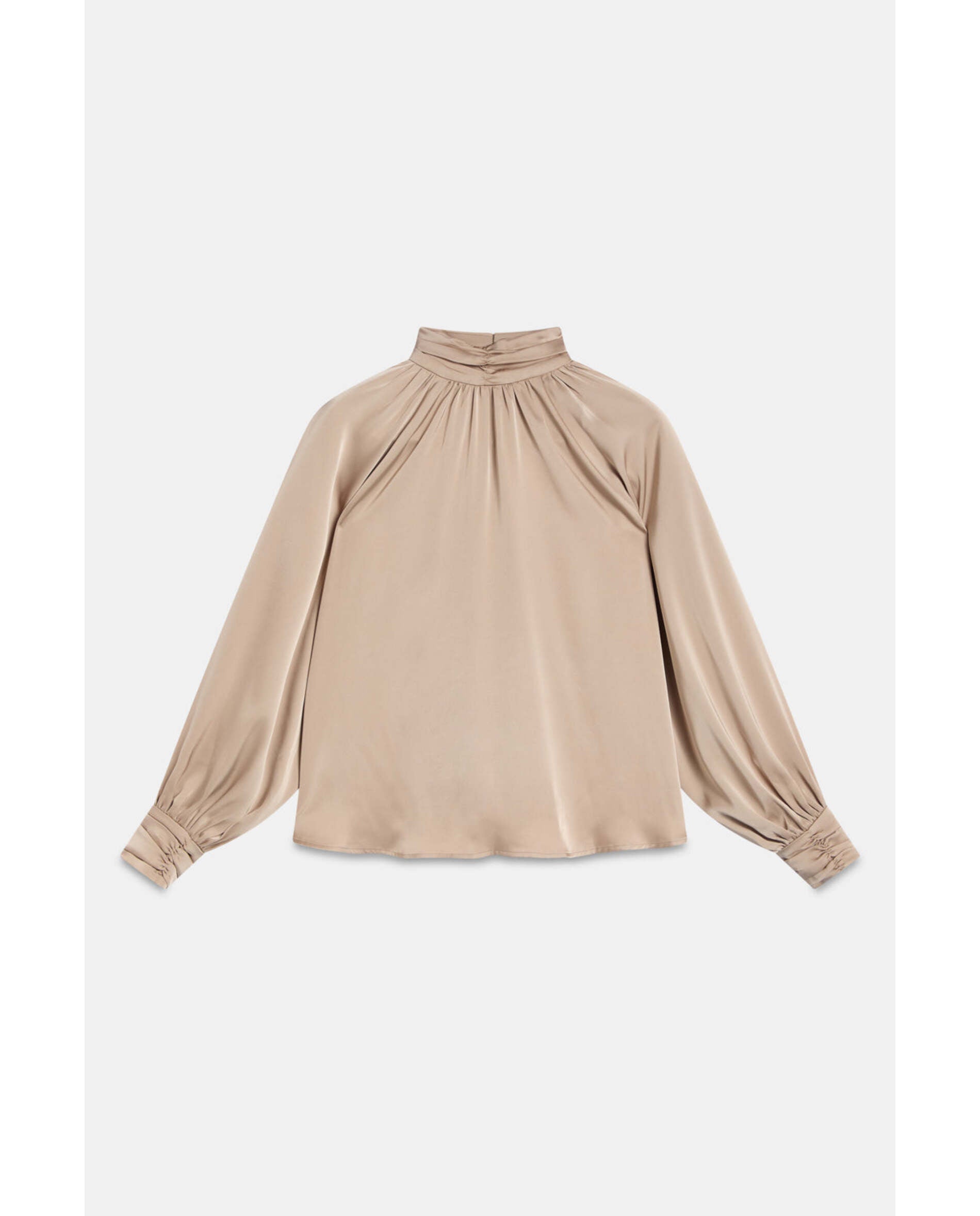 Imagen 5 de Blusa de mujer de tejido satinado y cuello alto - Bimani - Champagne Champagne
