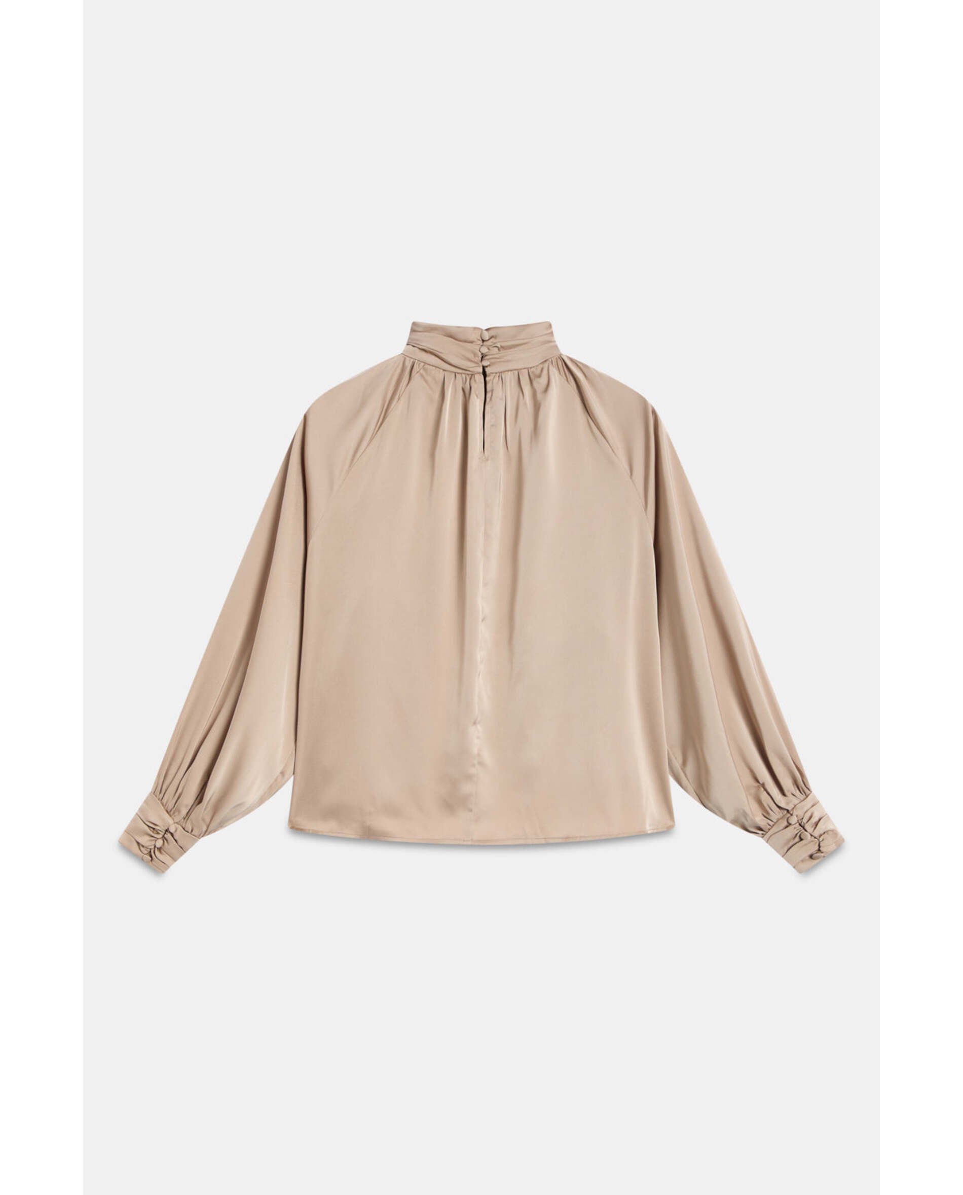 Imagen 4 de Blusa de mujer de tejido satinado y cuello alto - Bimani - Champagne Champagne
