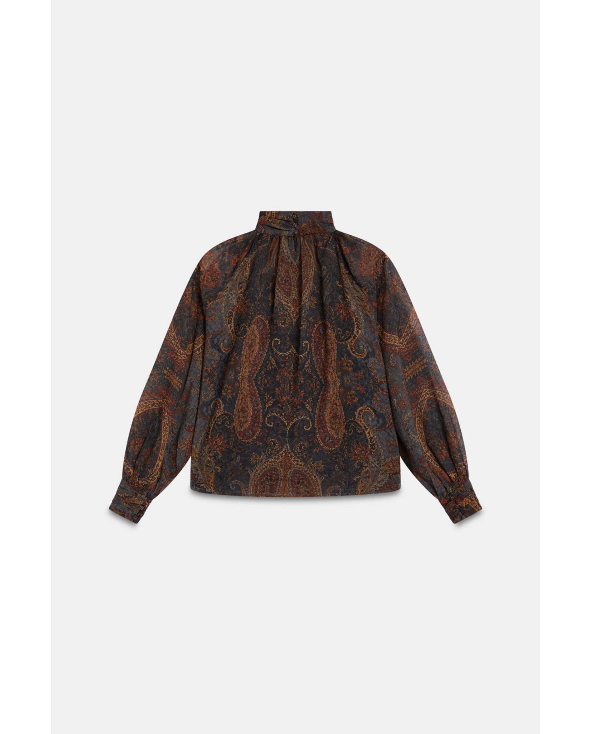 Blusa de mujer de gasa estampada - Bimani - Marrón Marrón-3
