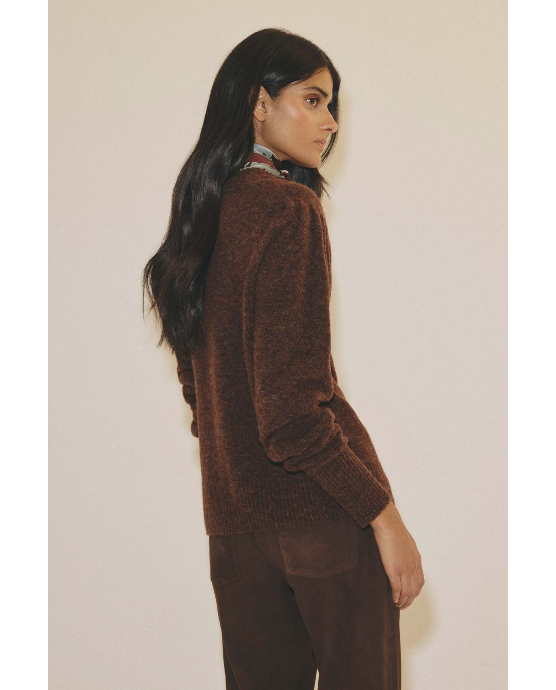 Imagen 2 de Jersey de mujer con hombreras - Bimani - Marrón Marrón
