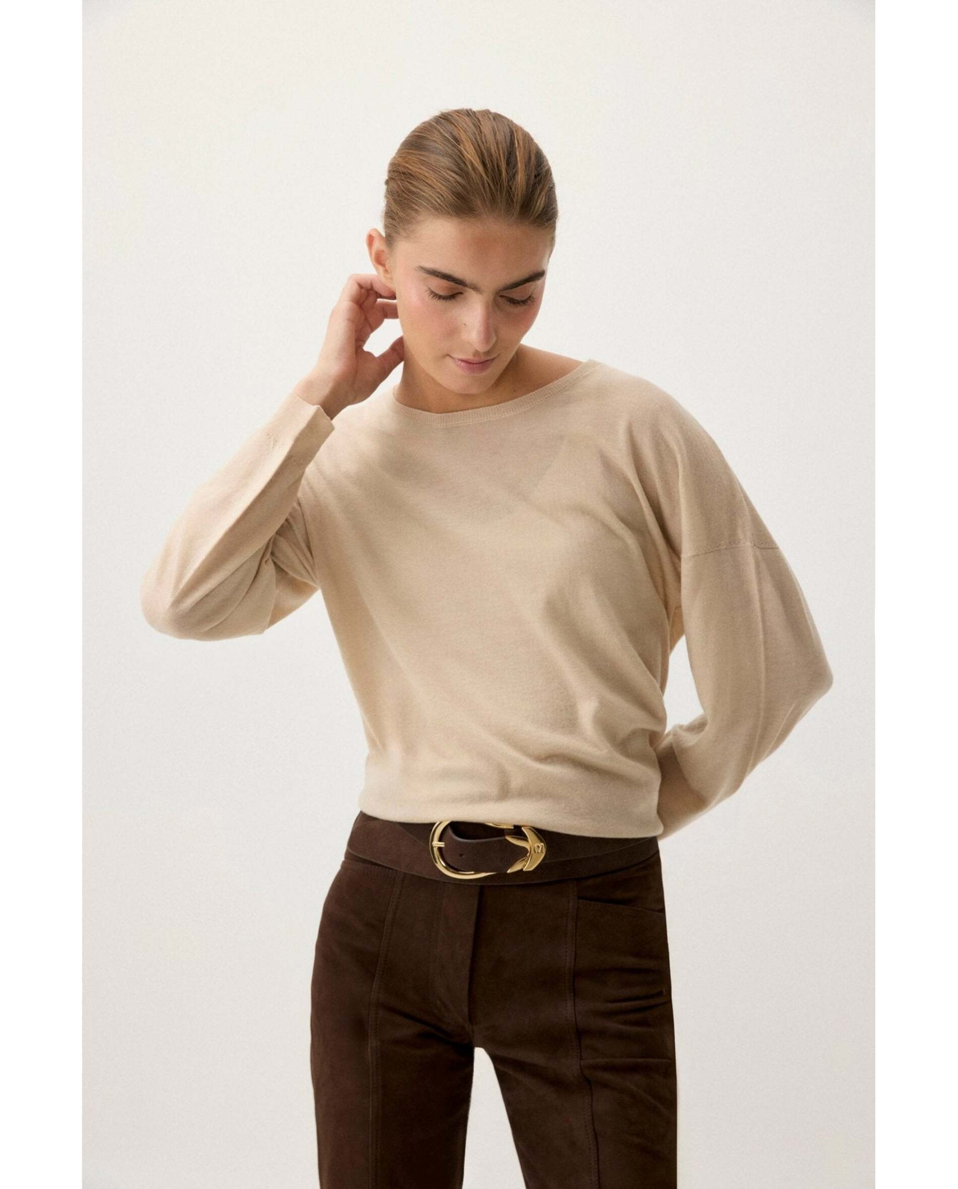 Jersey de mujer fino de lana - Bimani - Beige Beige-1