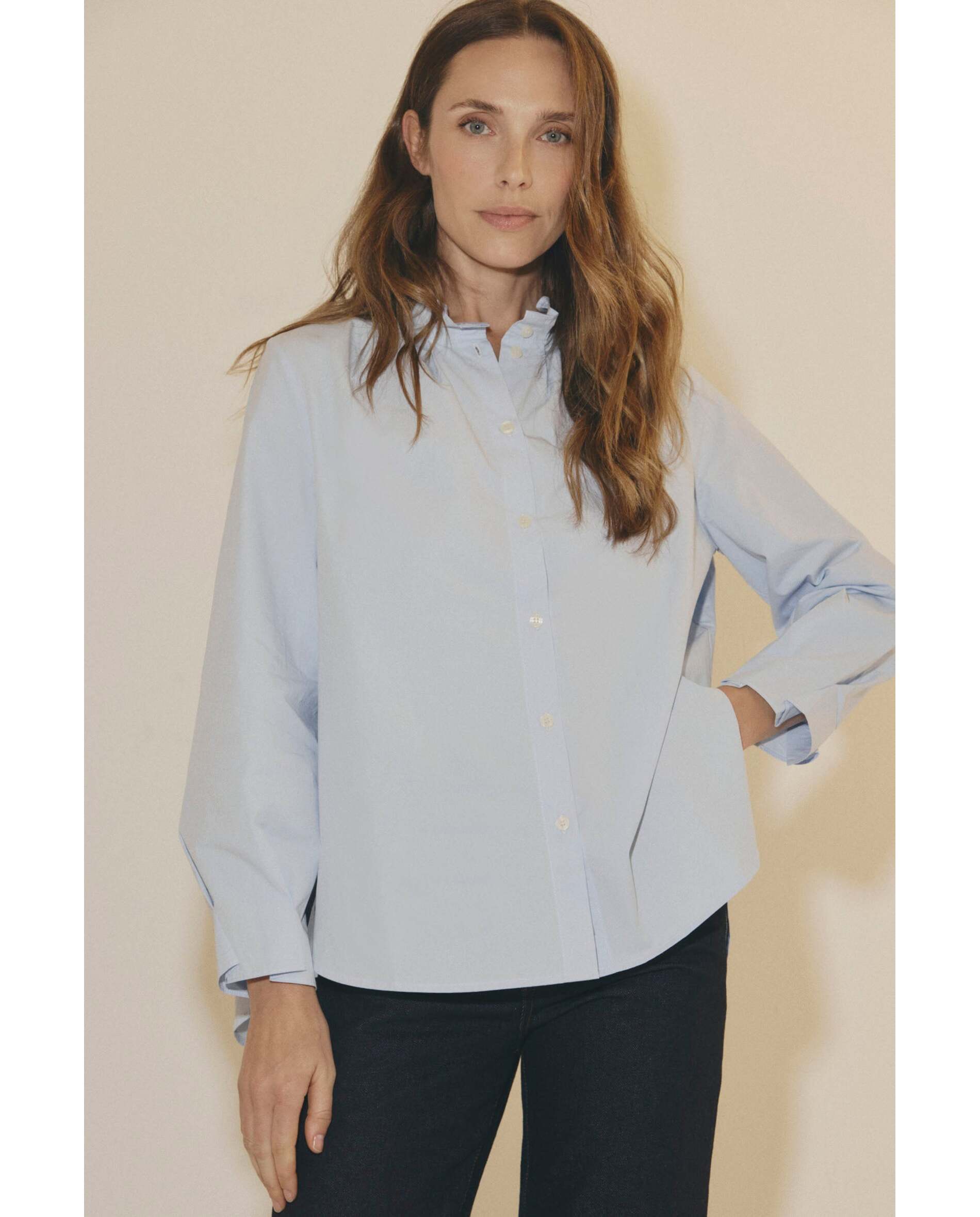 Camisa de mujer de popelín - Bimani - Azul Azul-1