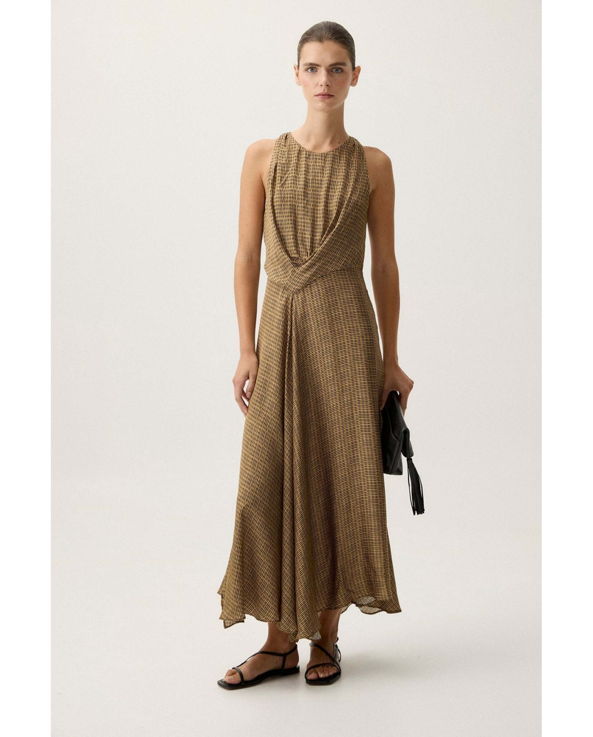 Vestido de mujer satinado estampado - Bimani - Negro Negro-1