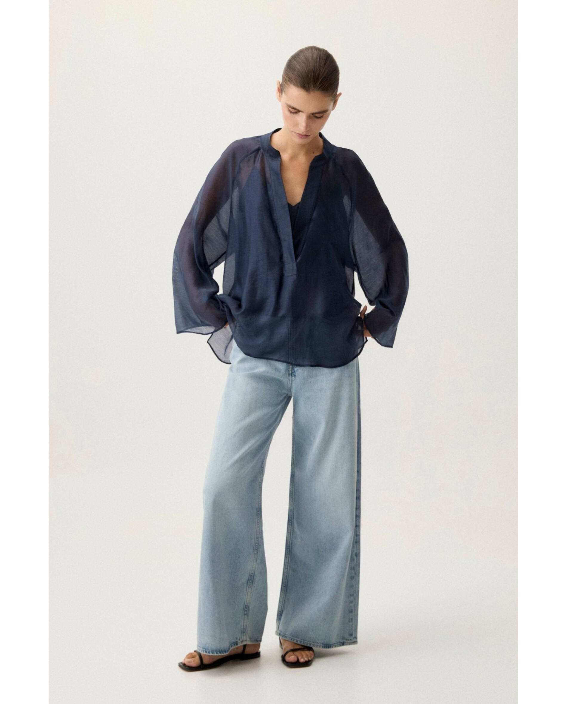 Pantalón de mujer denim tiro medio - Bimani - Azul denim Azul denim-1