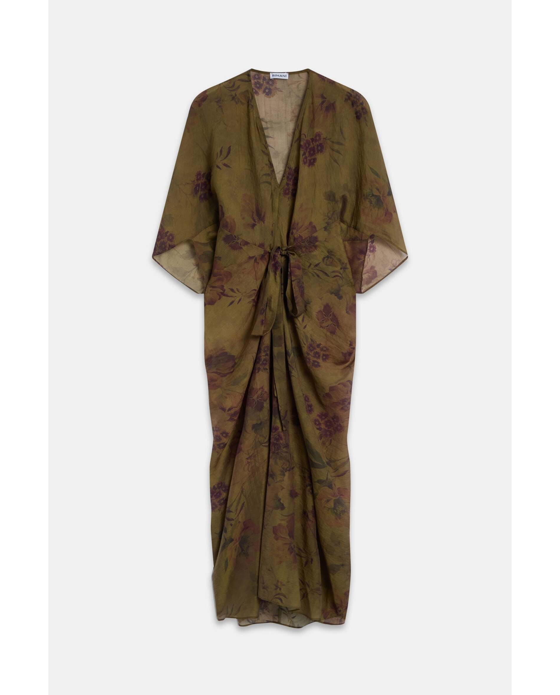 Imagen 5 de Kaftan de mujer en tejido linoso estampado - Bimani - Burdeos Burdeos