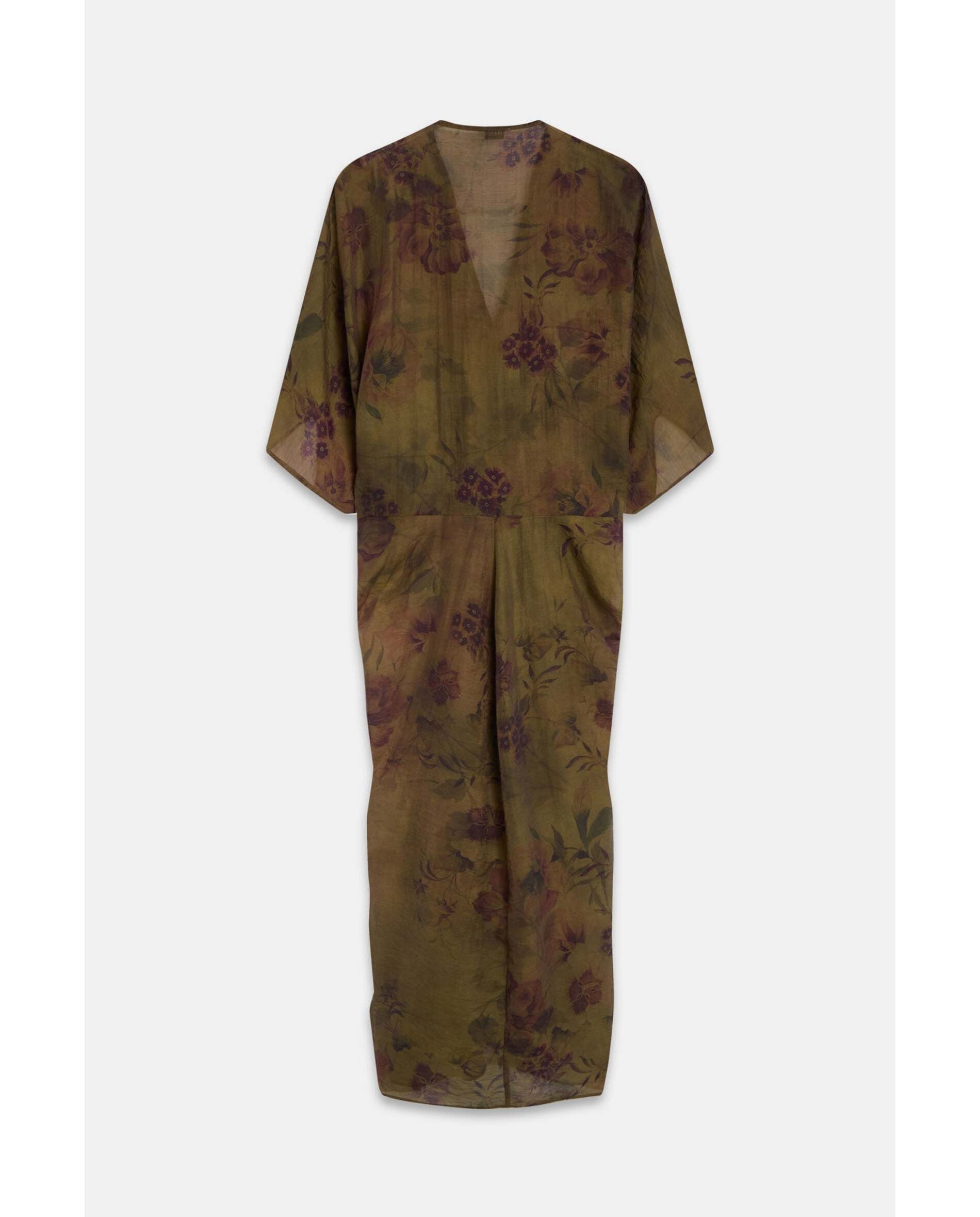 Imagen 6 de Kaftan de mujer en tejido linoso estampado - Bimani - Burdeos Burdeos