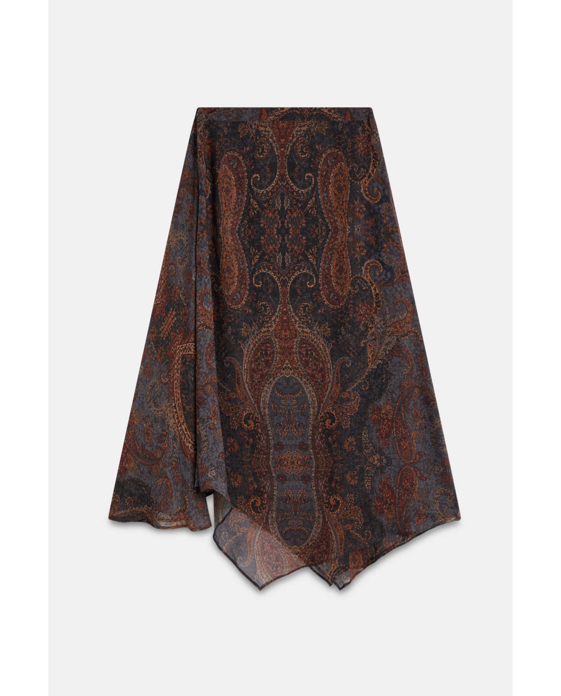 Falda de mujer de gasa estampada - Bimani - Marrón Marrón-3