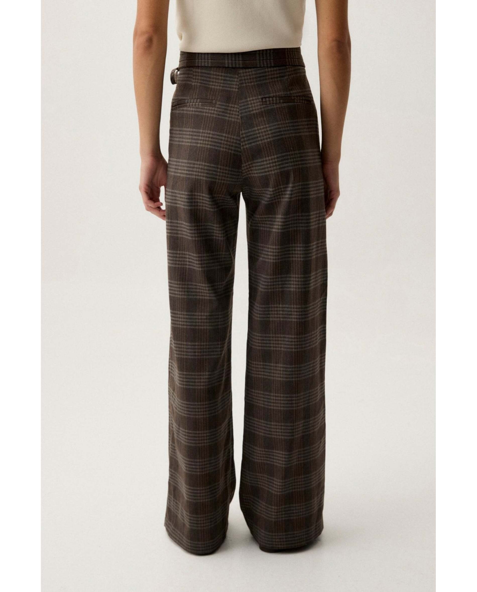 Pantalón de mujer de cuadros - Bimani - Blanco Blanco-2
