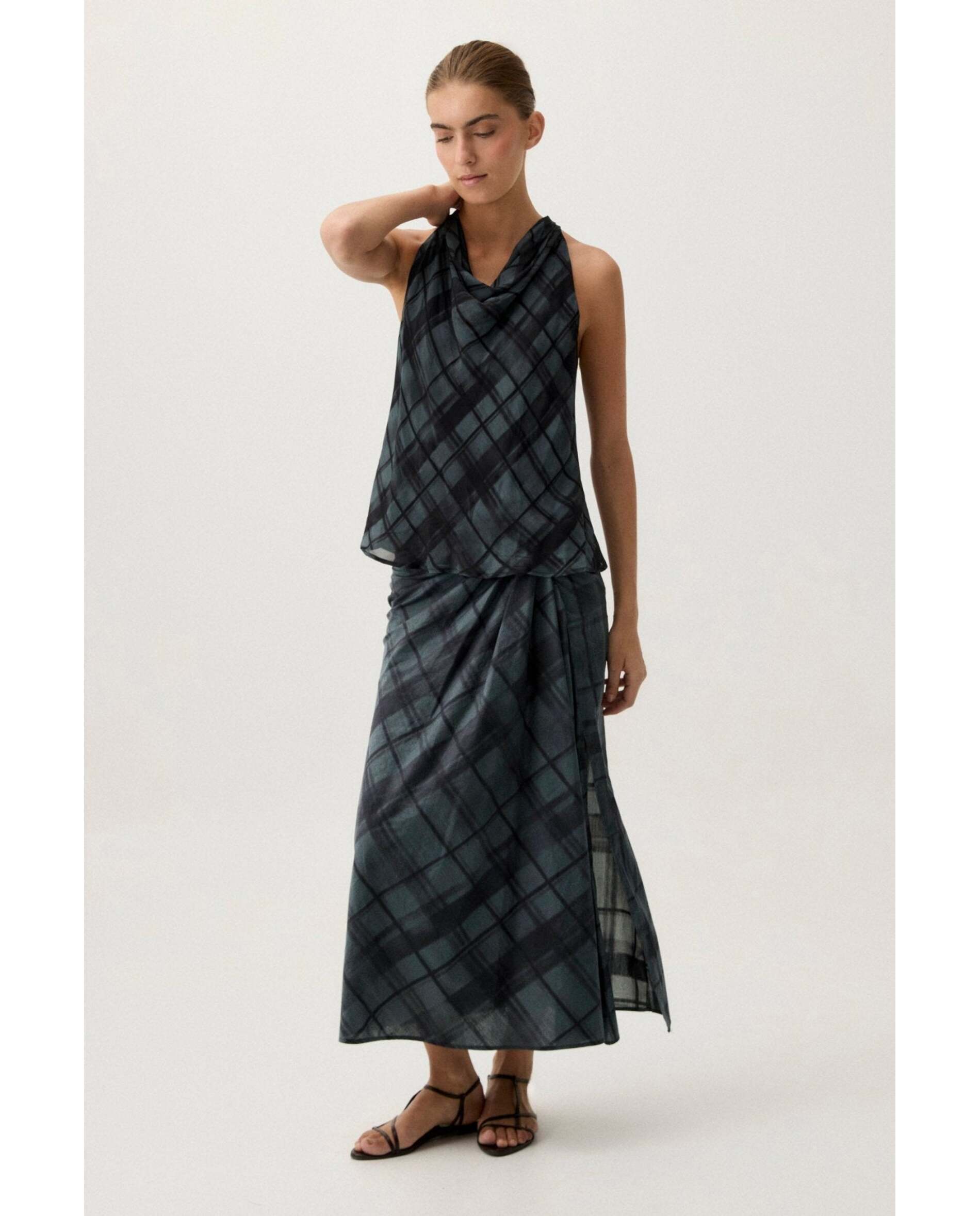 Falda de mujer de popelín estampada - Bimani - Negro Negro-1