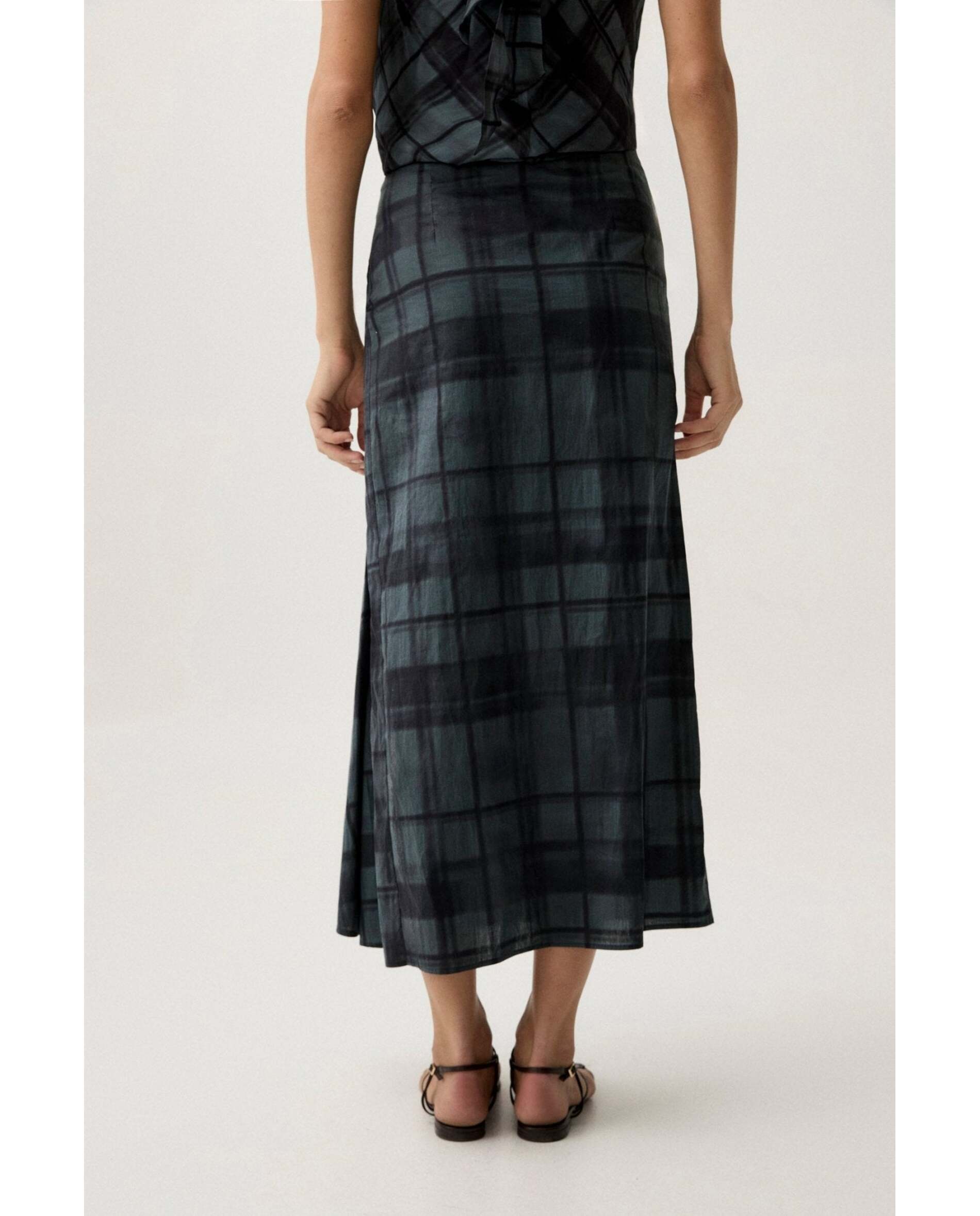 Falda de mujer de popelín estampada - Bimani - Negro Negro-2