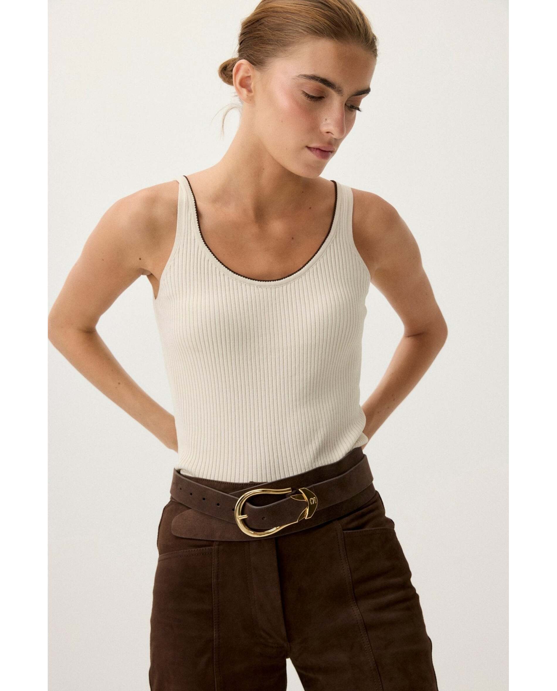Top de mujer acanalado - Bimani - Crema Crema-1