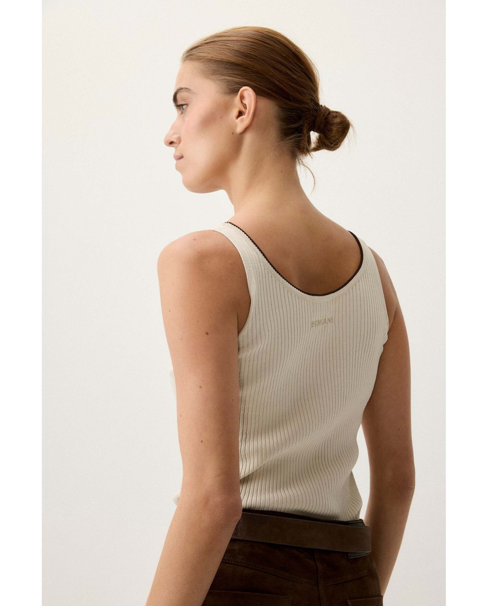 Top de mujer acanalado - Bimani - Crema Crema-2