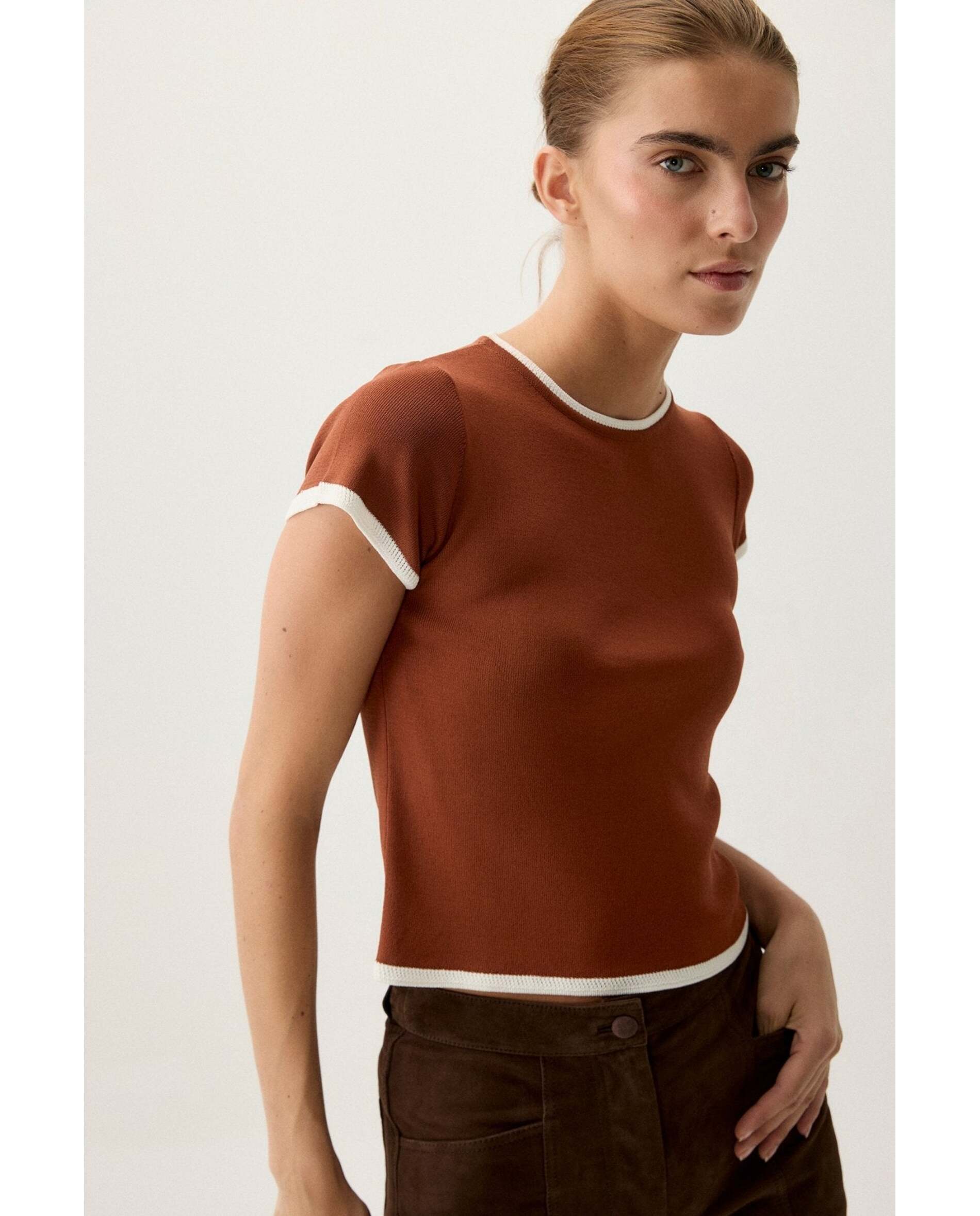 Camiseta de mujer de punto liso - Bimani - Teja Teja-1