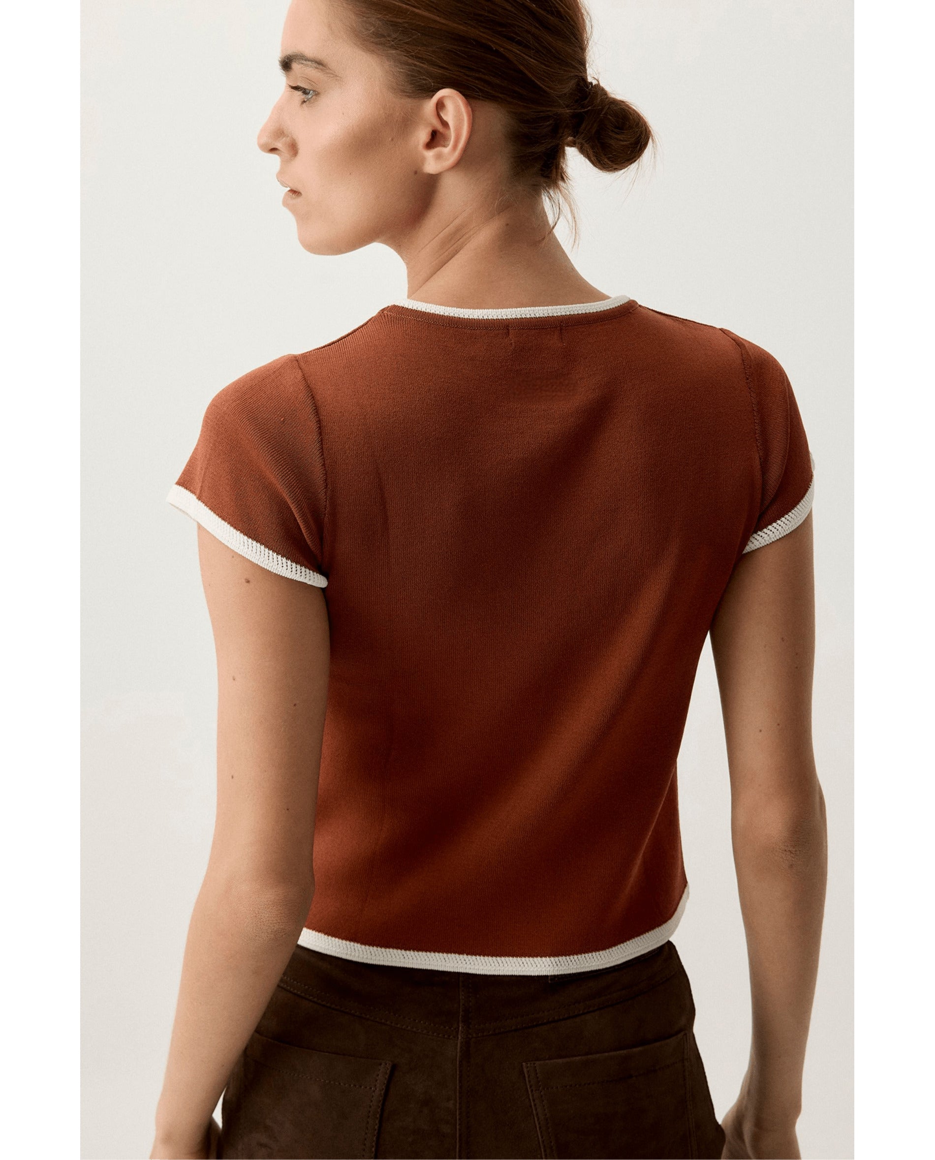 Camiseta de mujer de punto liso - Bimani - Teja Teja-2