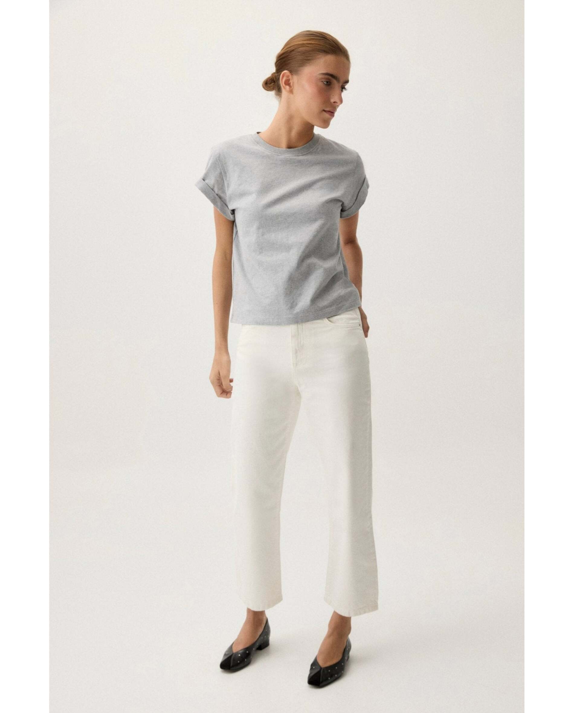 Camiseta de mujer de punto de algodón - Bimani - Gris Gris-1