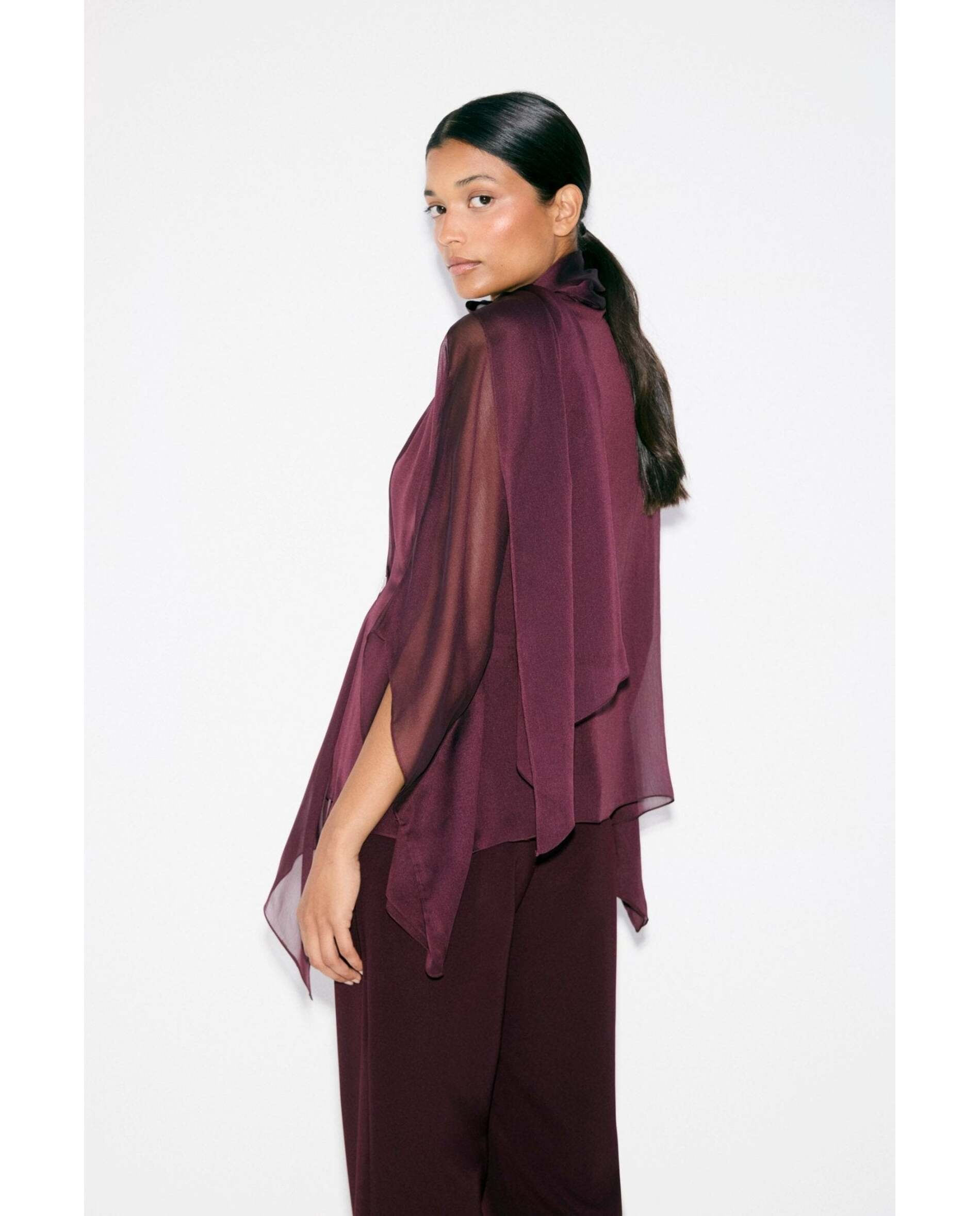 Blusa de mujer tipo capa - Bimani - Berenjena Berenjena-2