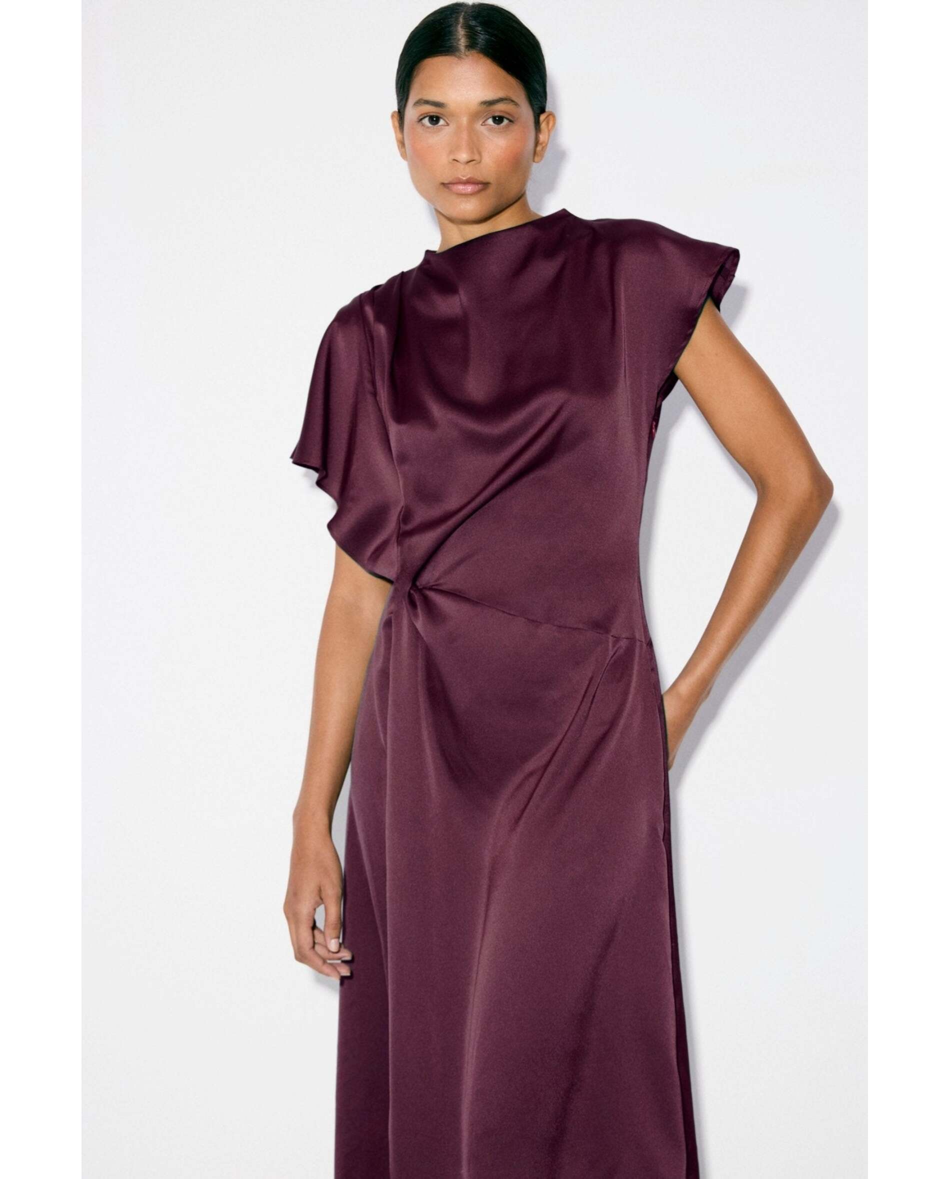 Vestido de mujer de corte semientallado - Bimani - Berenjena Berenjena-1