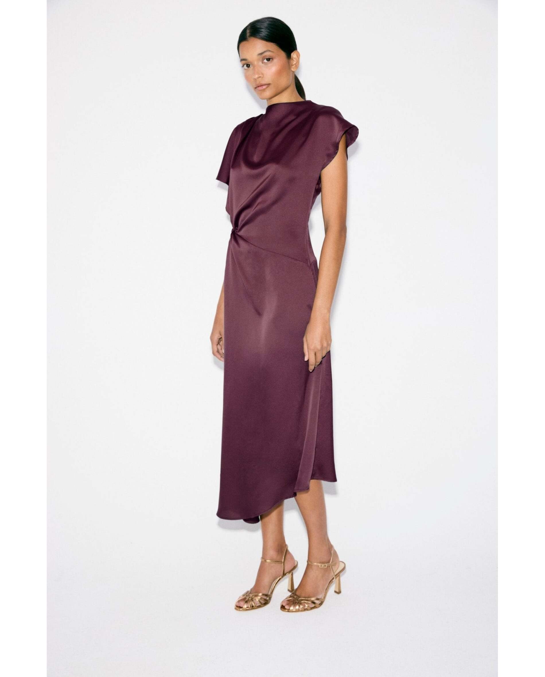 Vestido de mujer de corte semientallado - Bimani - Berenjena Berenjena-2