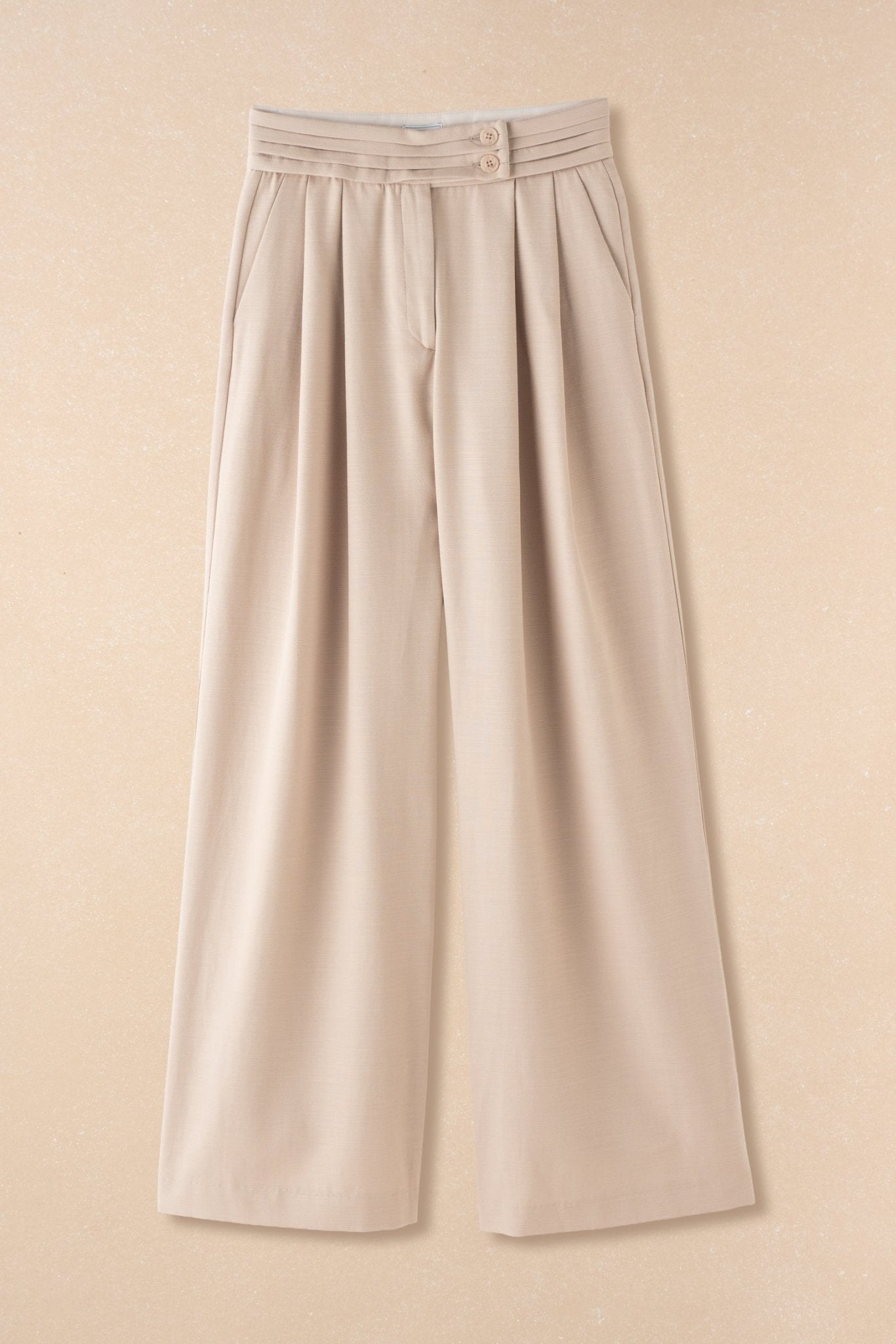 Pantalón de mujer de tiro alto y ancho - Bimani - Beige Beige-1