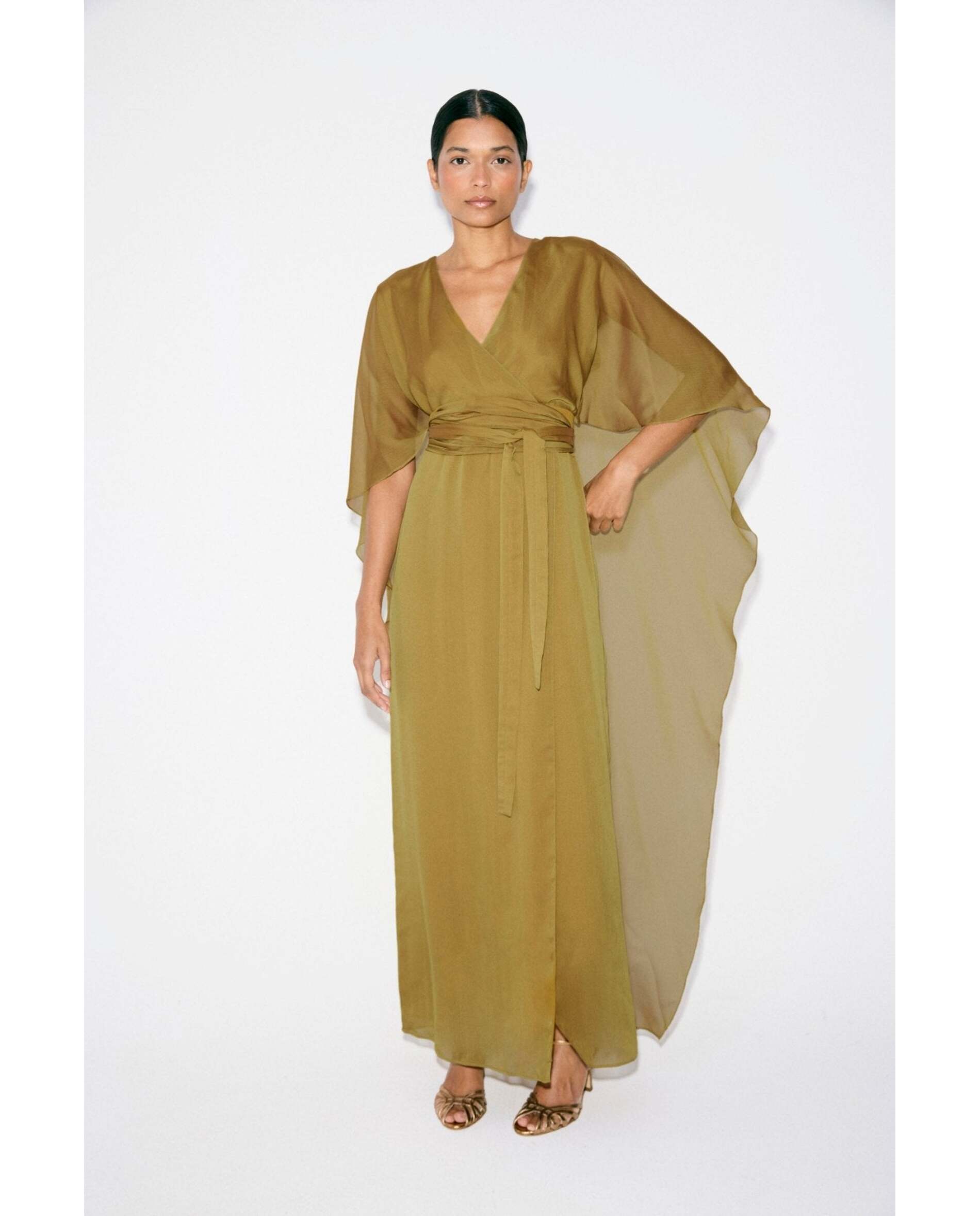 Vestido de mujer capa incorporada - Bimani - Verde Oliva Verde Oliva-2