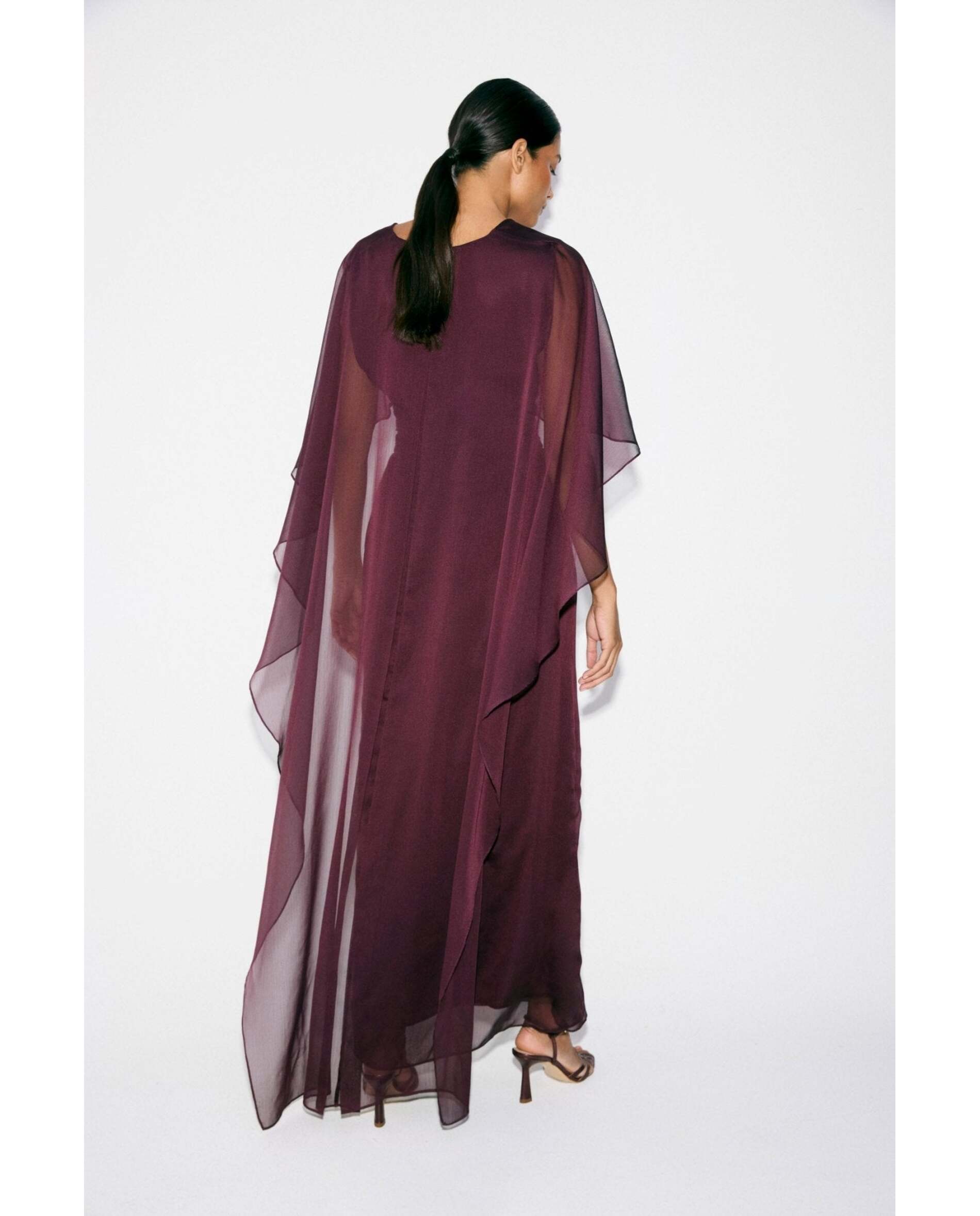 Vestido de mujer capa incorporada - Bimani - Berenjena Berenjena-2