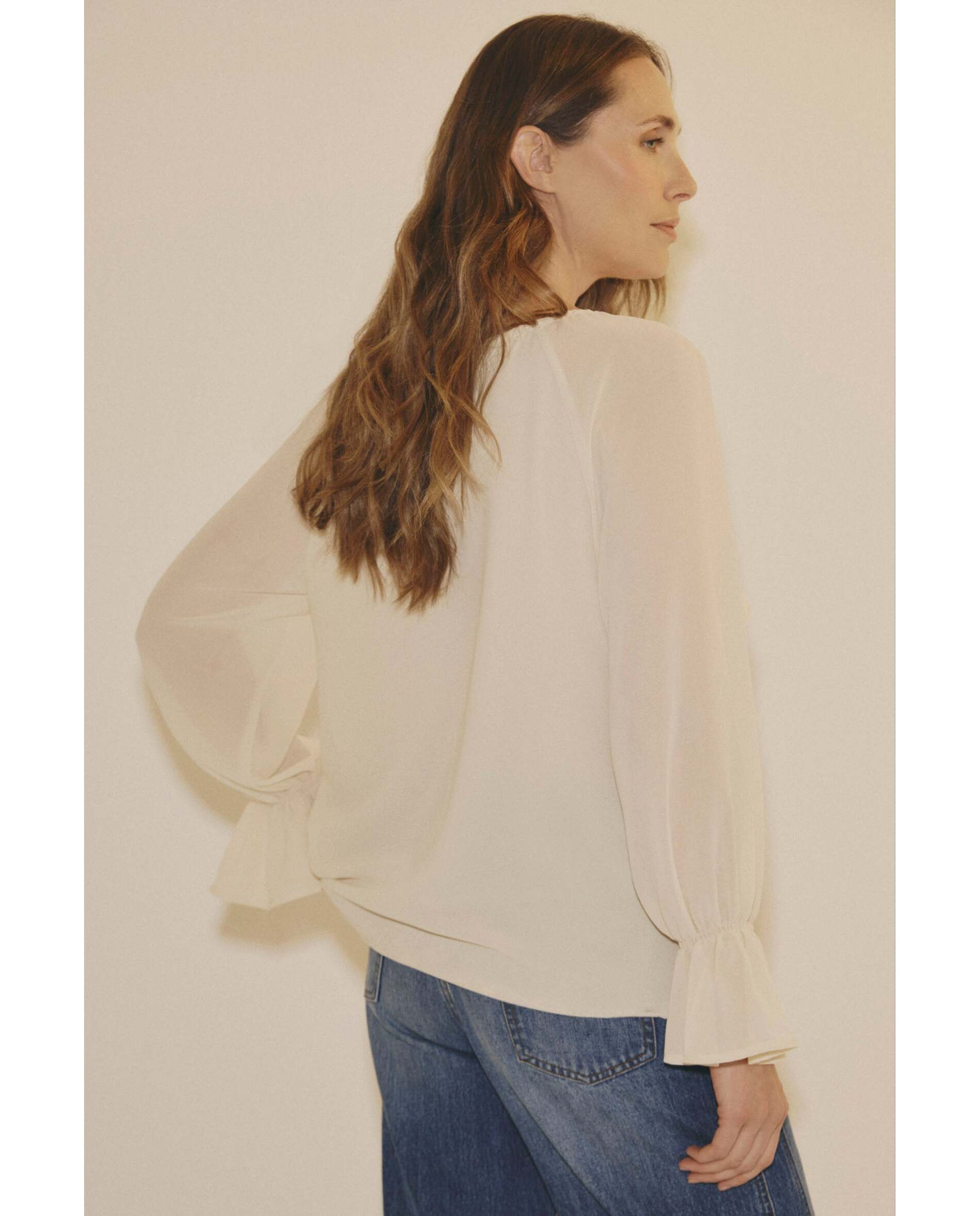 Blusa de mujer de tejido bimani - Beige Beige-2