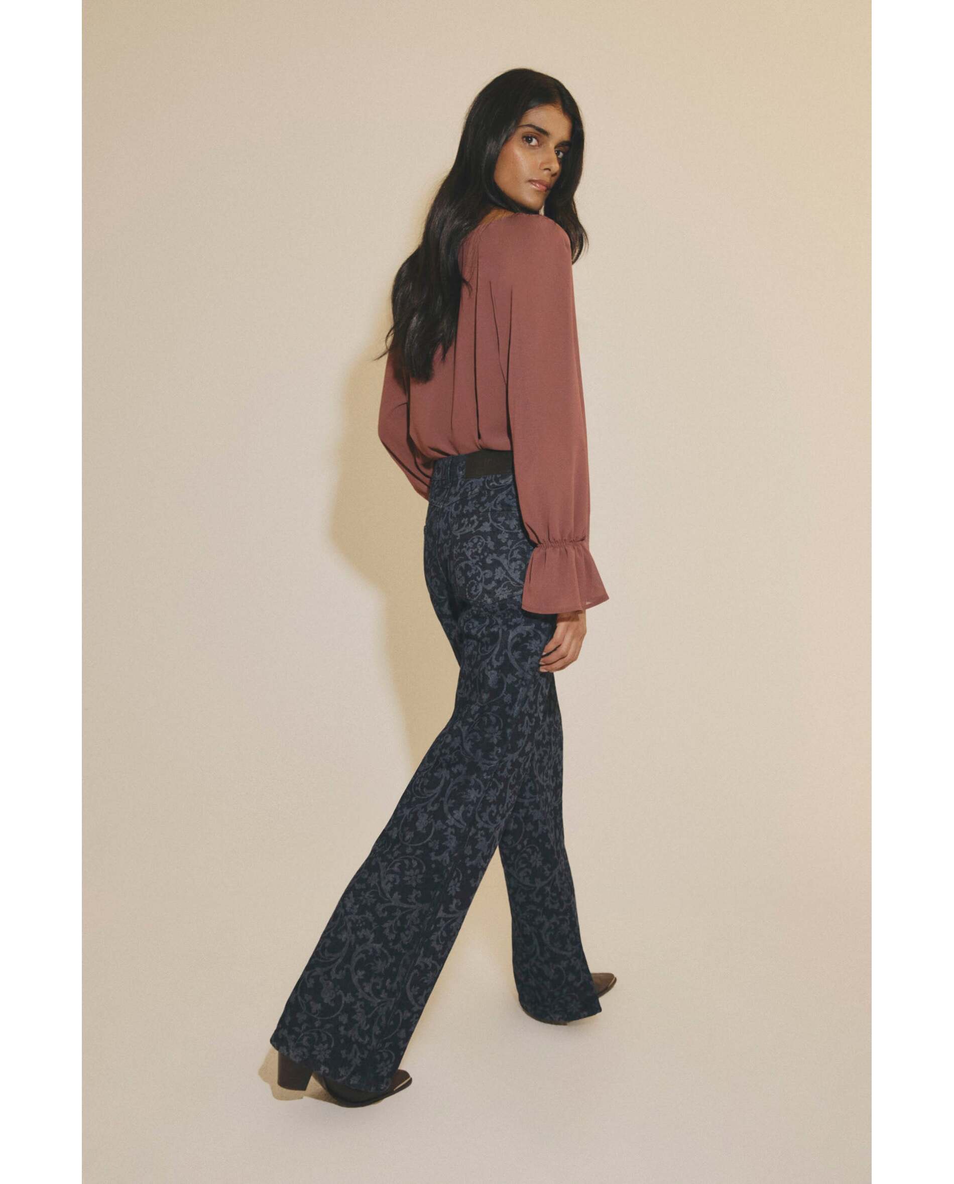 Blusa de mujer de tejido bimani - Rosa/Chocolate Rosa/Chocolate-2
