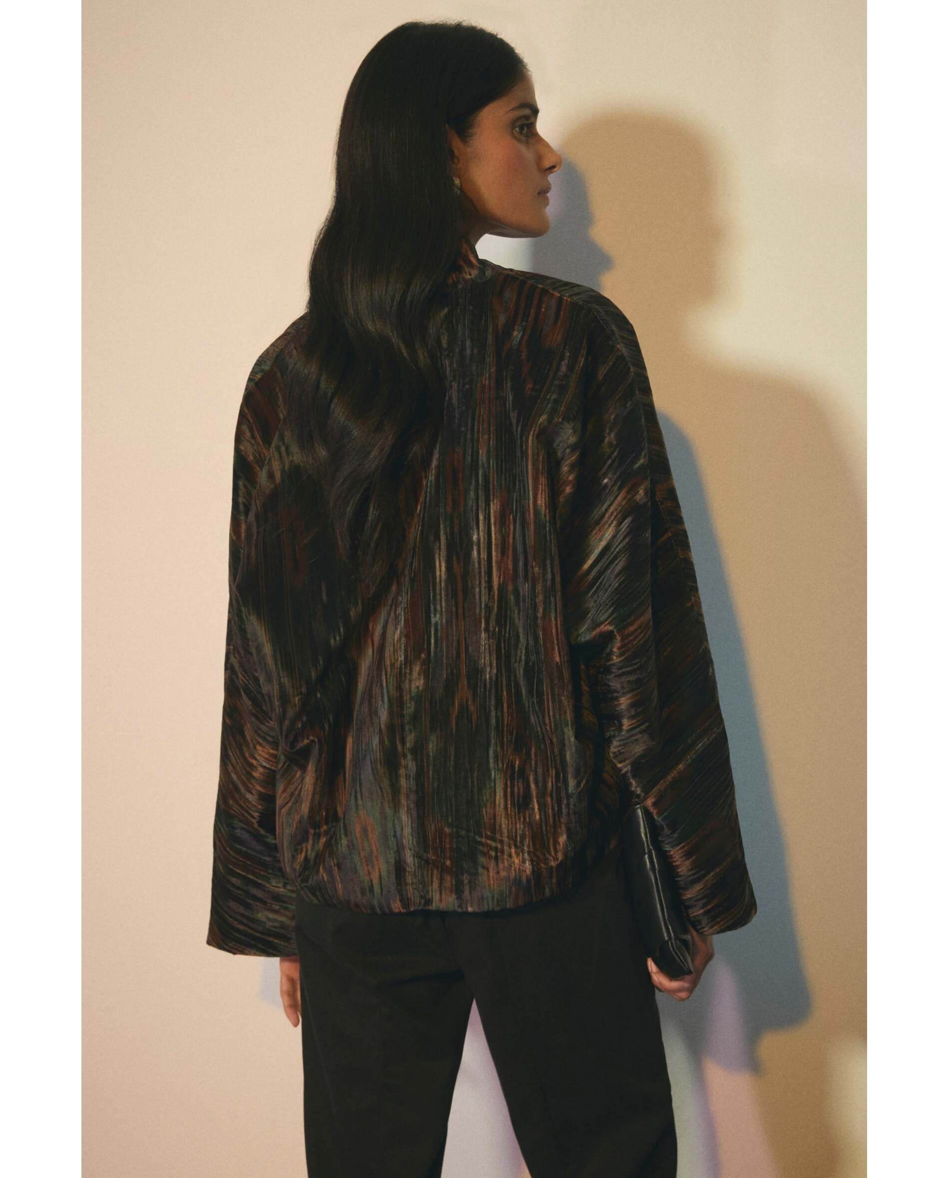 Imagen 2 de Chaqueta kimono de mujer de terciopelo estampado - Bimani - Azul Azul