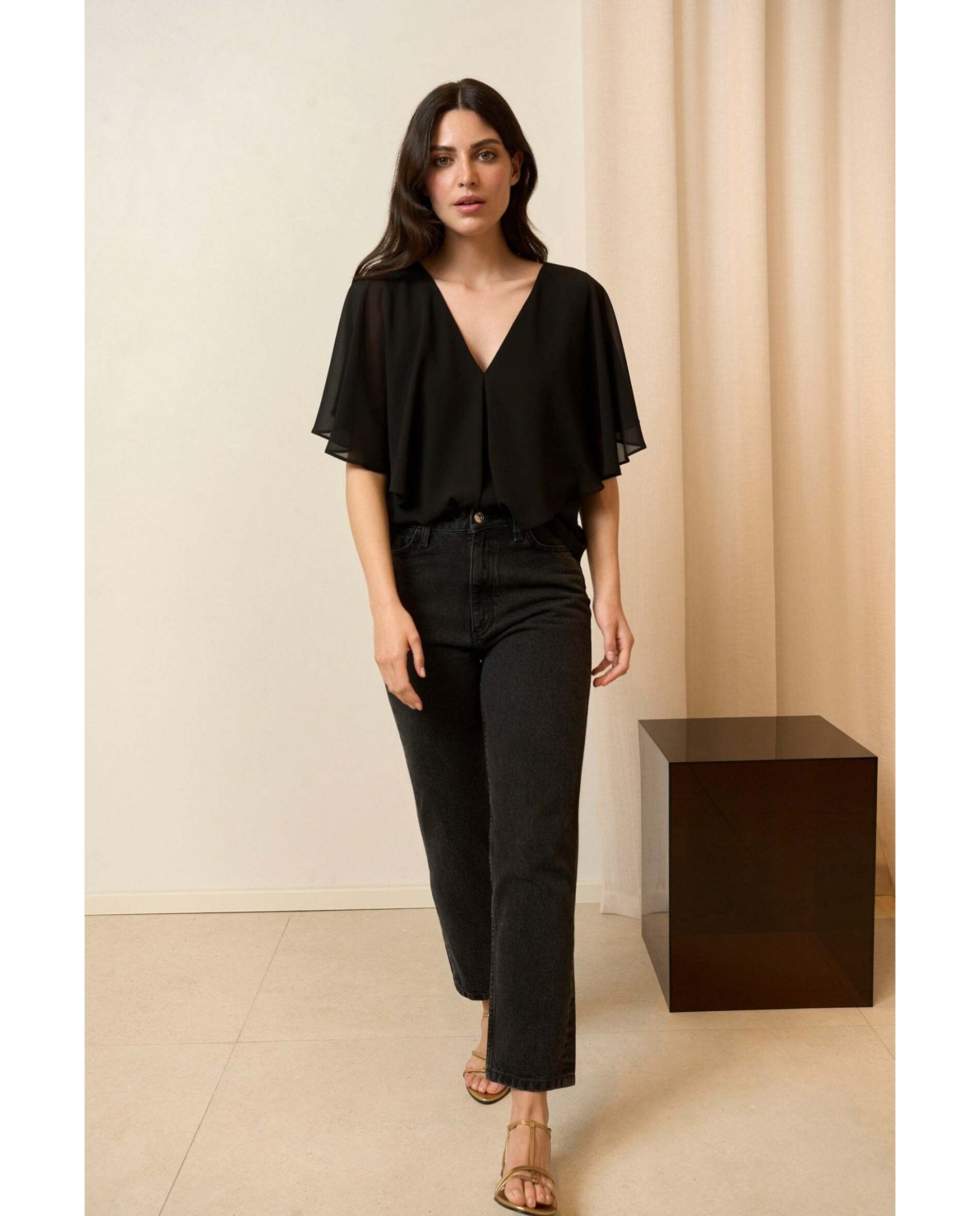 Pantalón de mujer de tiro alto - Bimani - Negro Negro-2