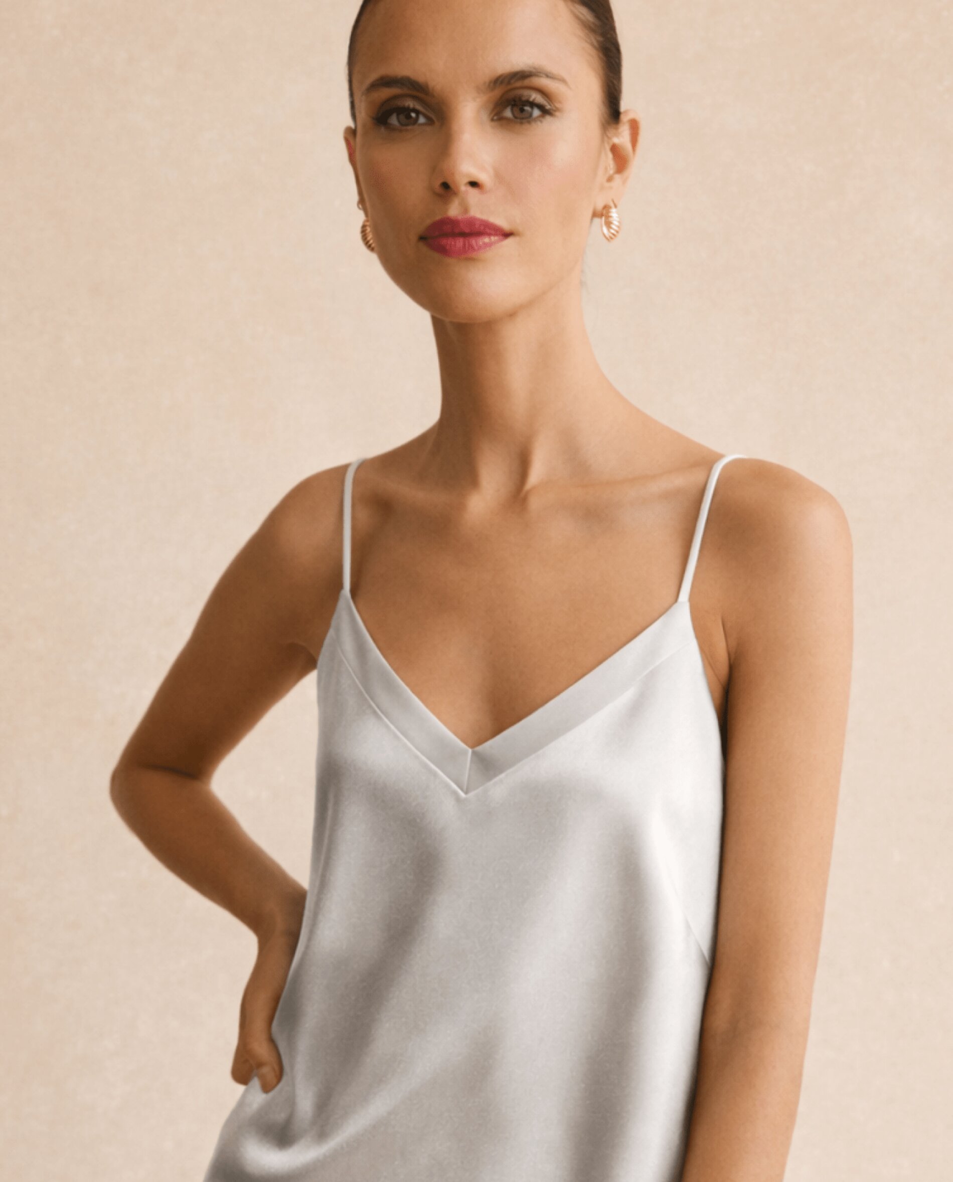 Top de mujer de tejido satinado - Bimani - Plata Plata-1