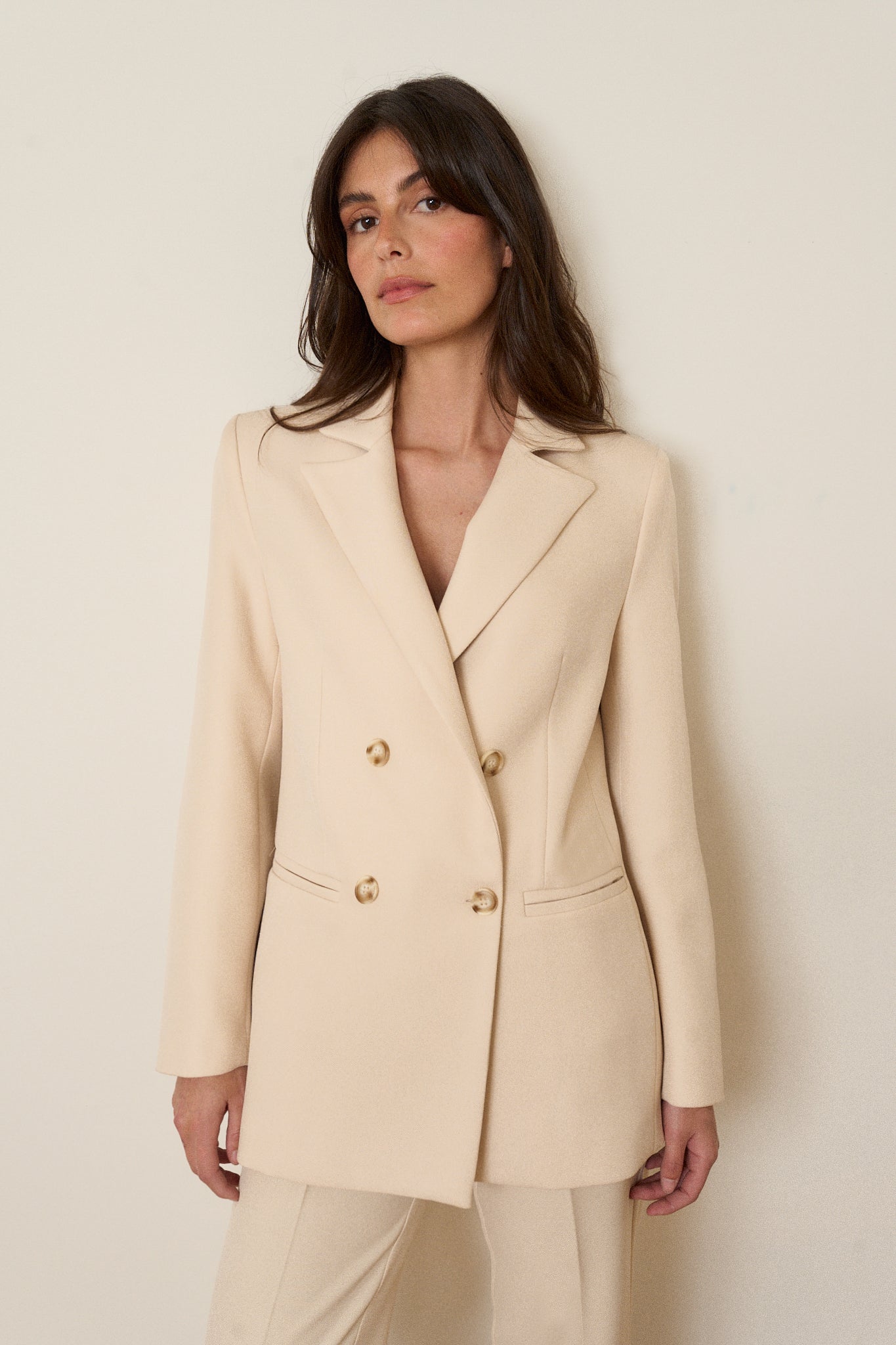 Bimani - Blazer de mujer de manga larga y doble botonadura.