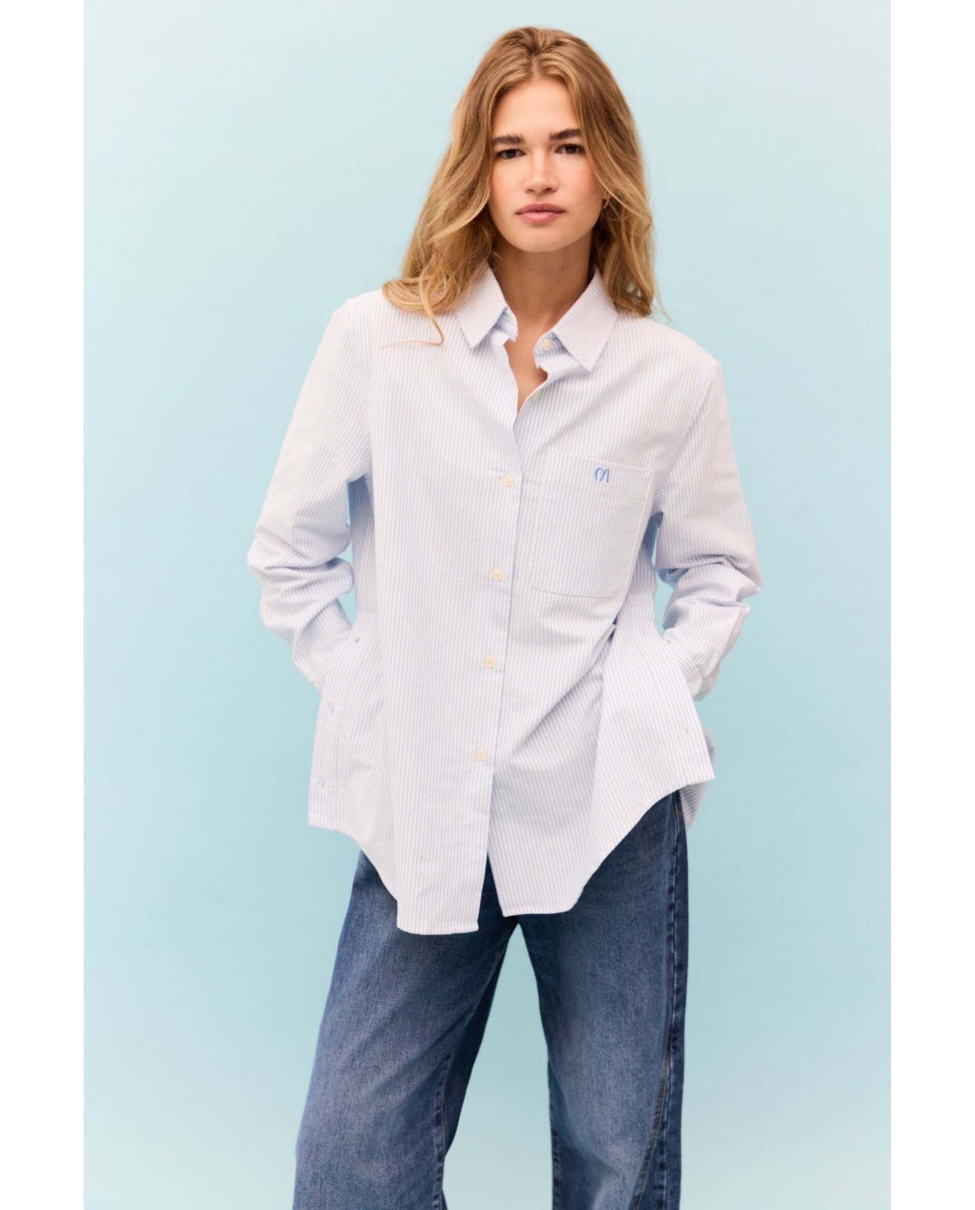 Camisa de mujer tejida en algodón - Bimani - Blanco Blanco-1
