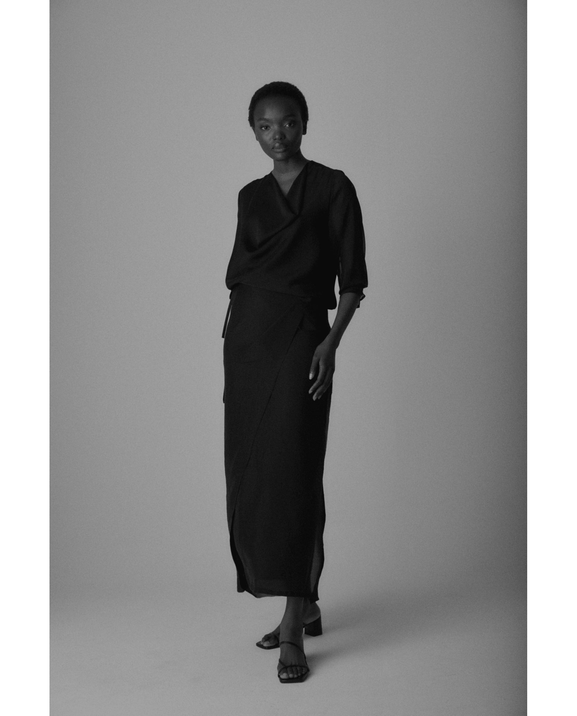 Blusa de mujer de gasa catiónica - Bimani - Negro Negro-1