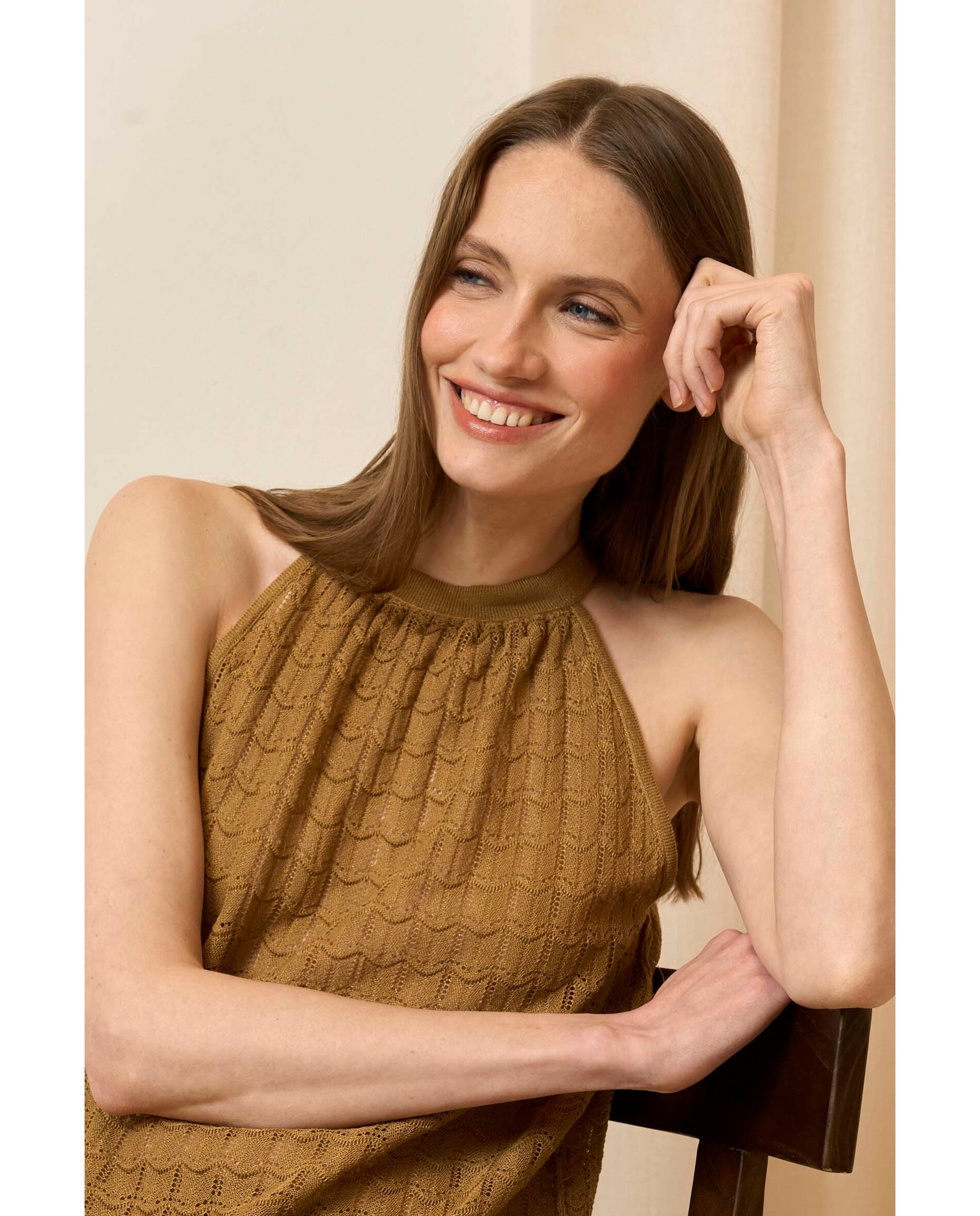 Bimani - Top de mujer de punto y escote halter.