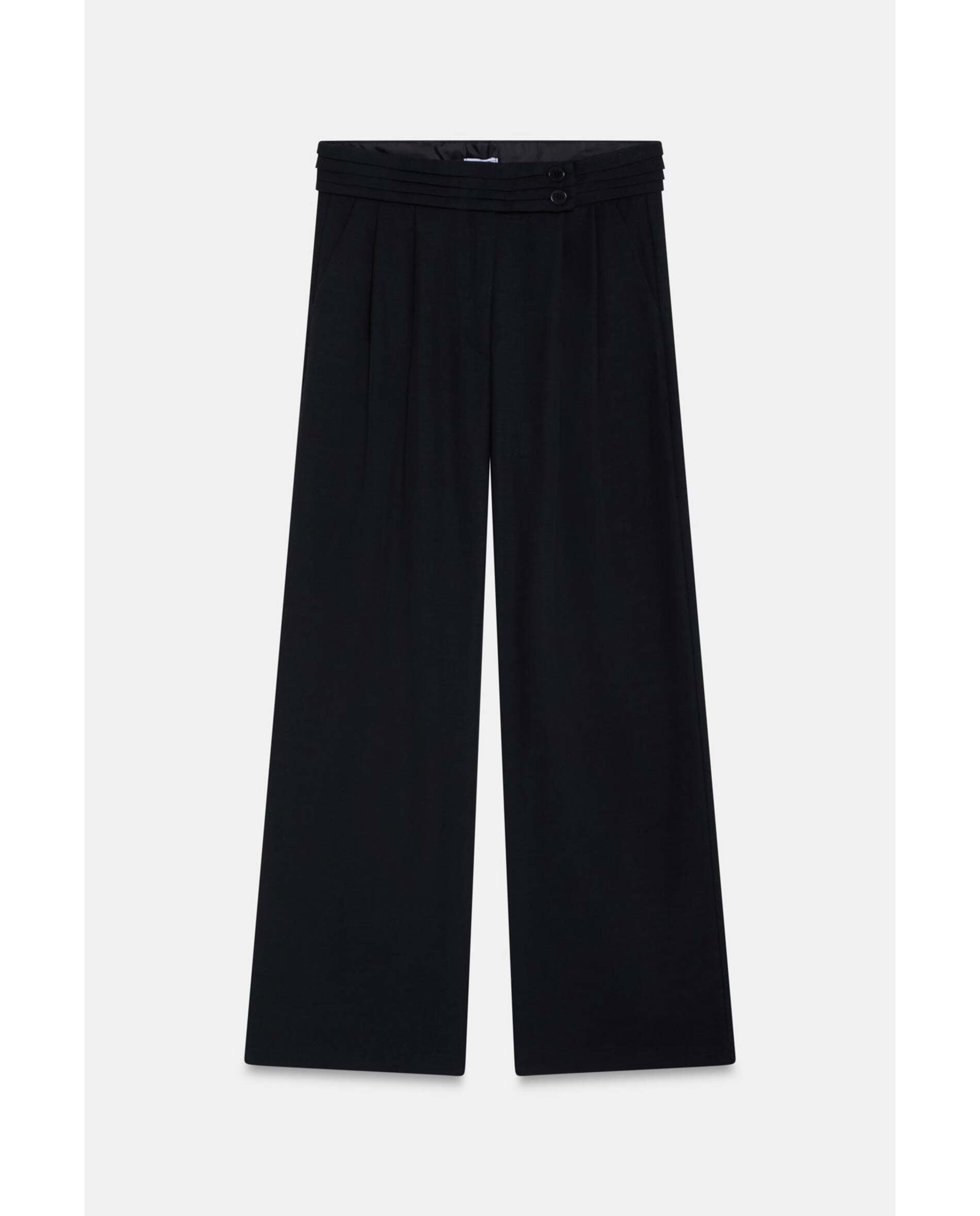 Pantalón de mujer de corte recto y ancho - Bimani - Negro Negro-6