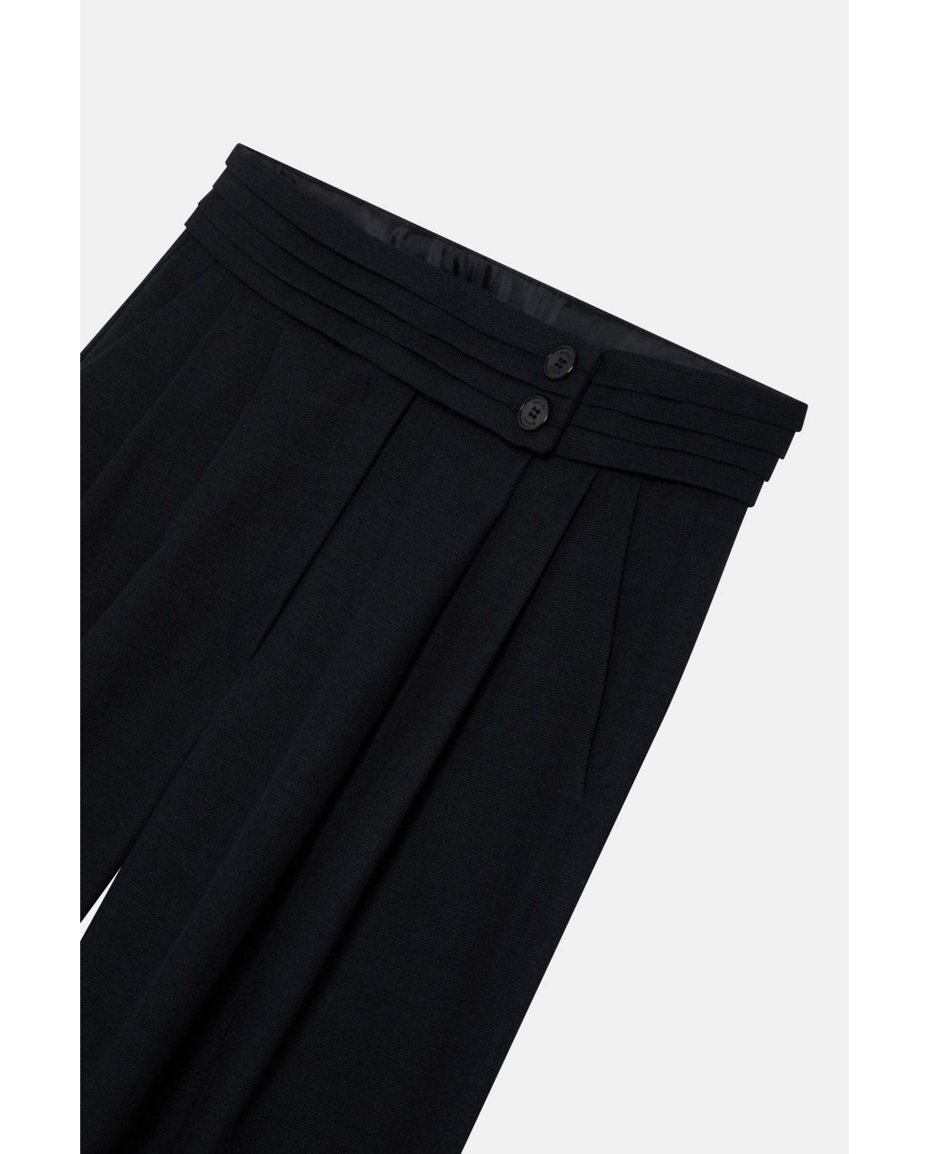 Pantalón de mujer de corte recto y ancho - Bimani - Negro Negro-5