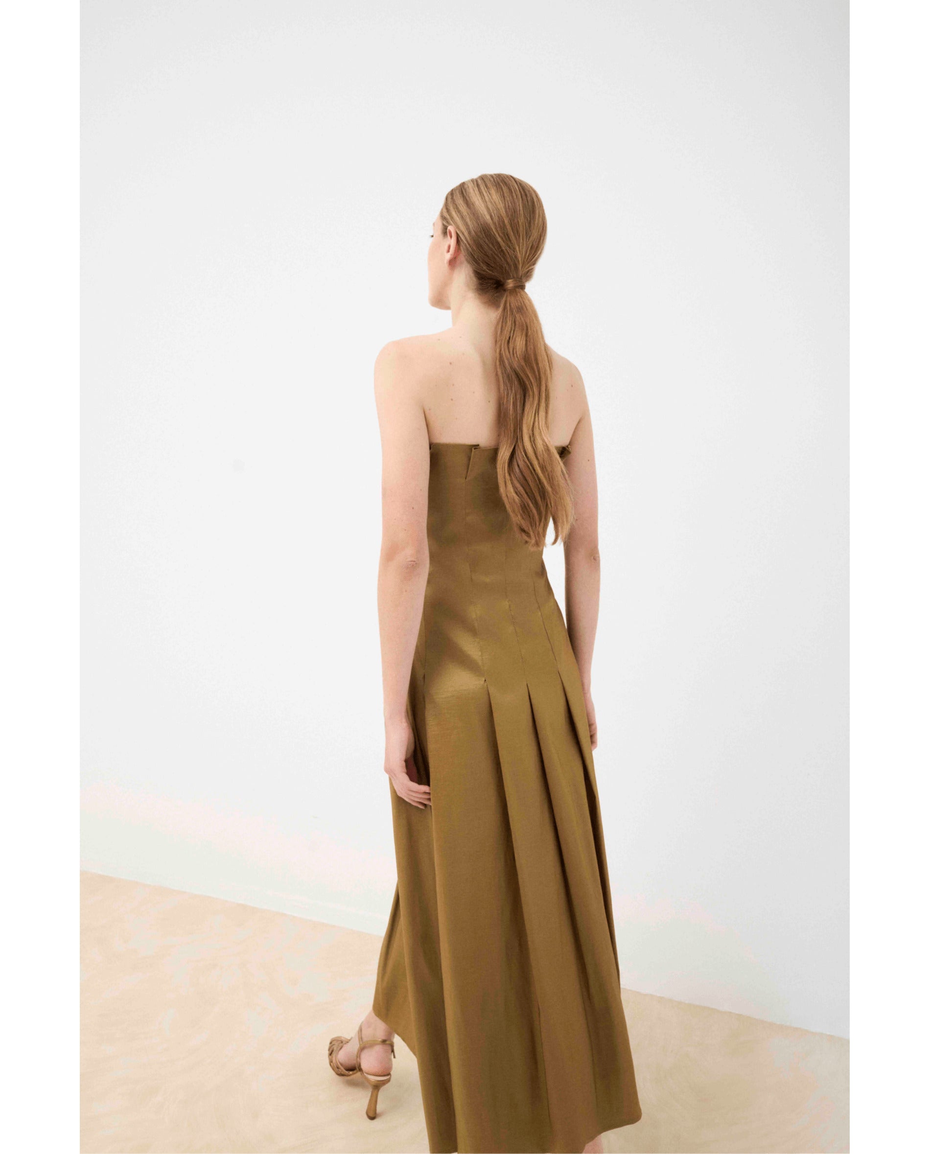 Vestido de mujer palabra de honor - Bimani - Bronce metalizado Bronce metalizado-3