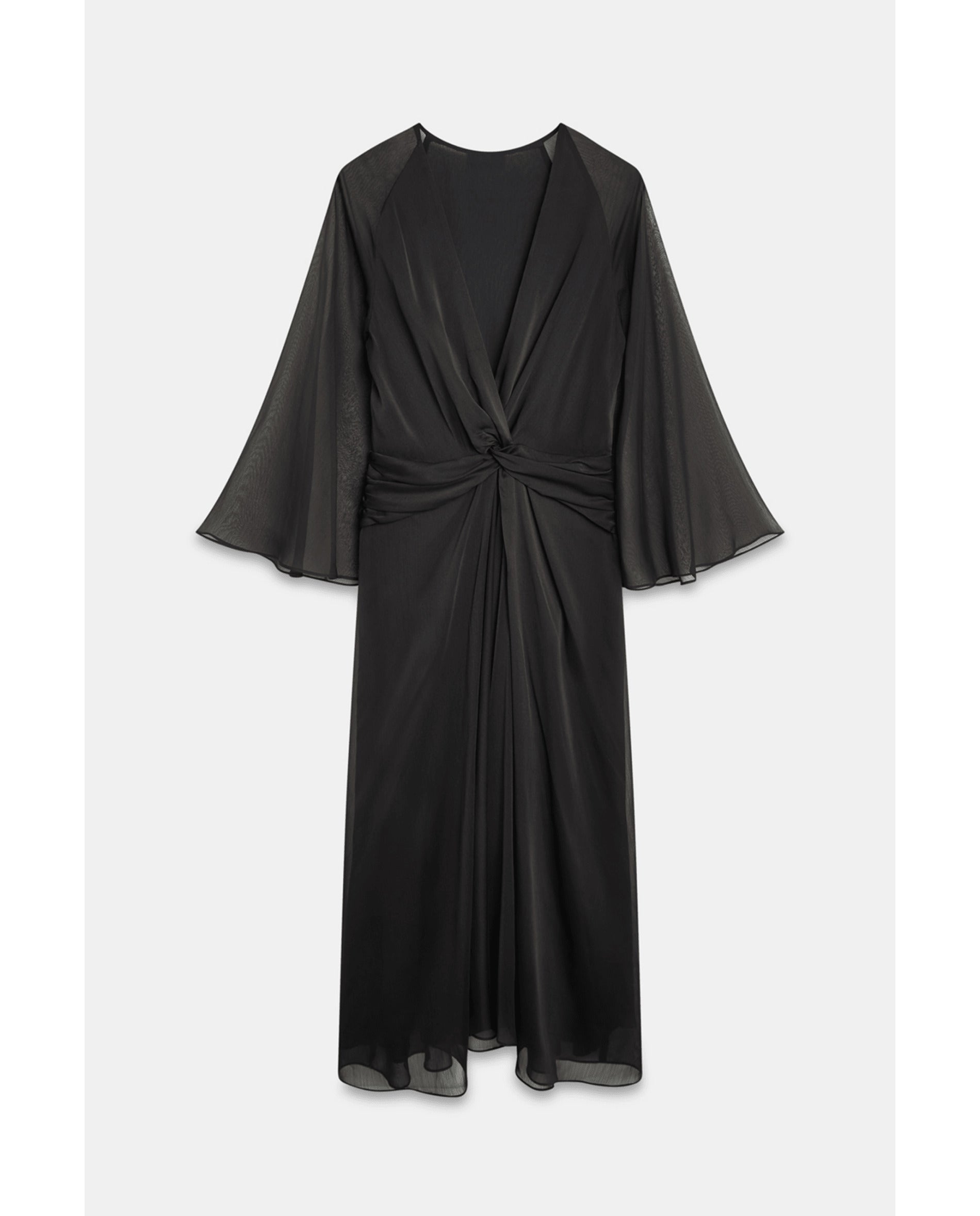 Imagen 5 de Vestido de mujer de gasa con escote pico cruzado - Bimani - Negro Negro