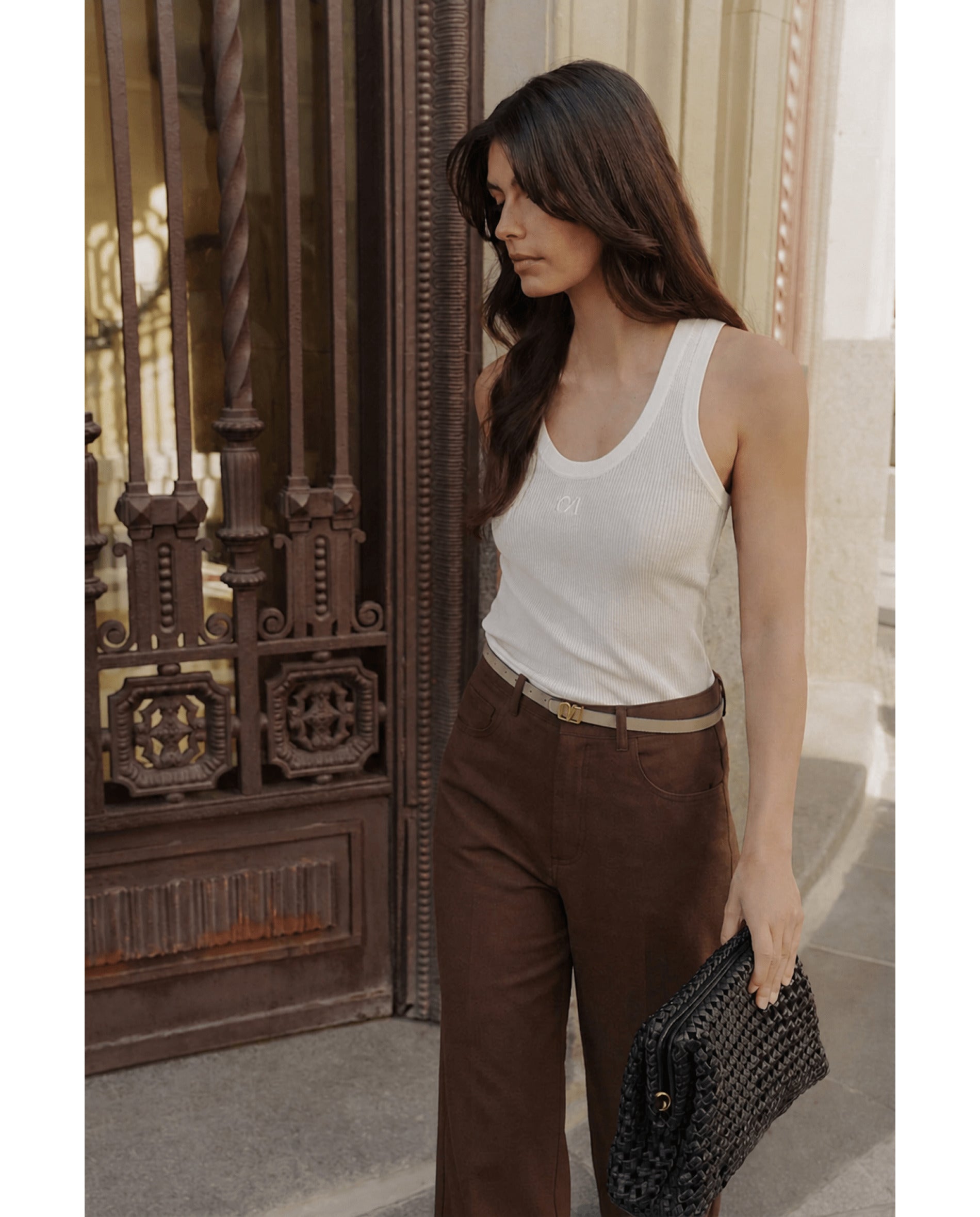 Pantalón de mujer de corte globo - Bimani - Marrón Marrón-3