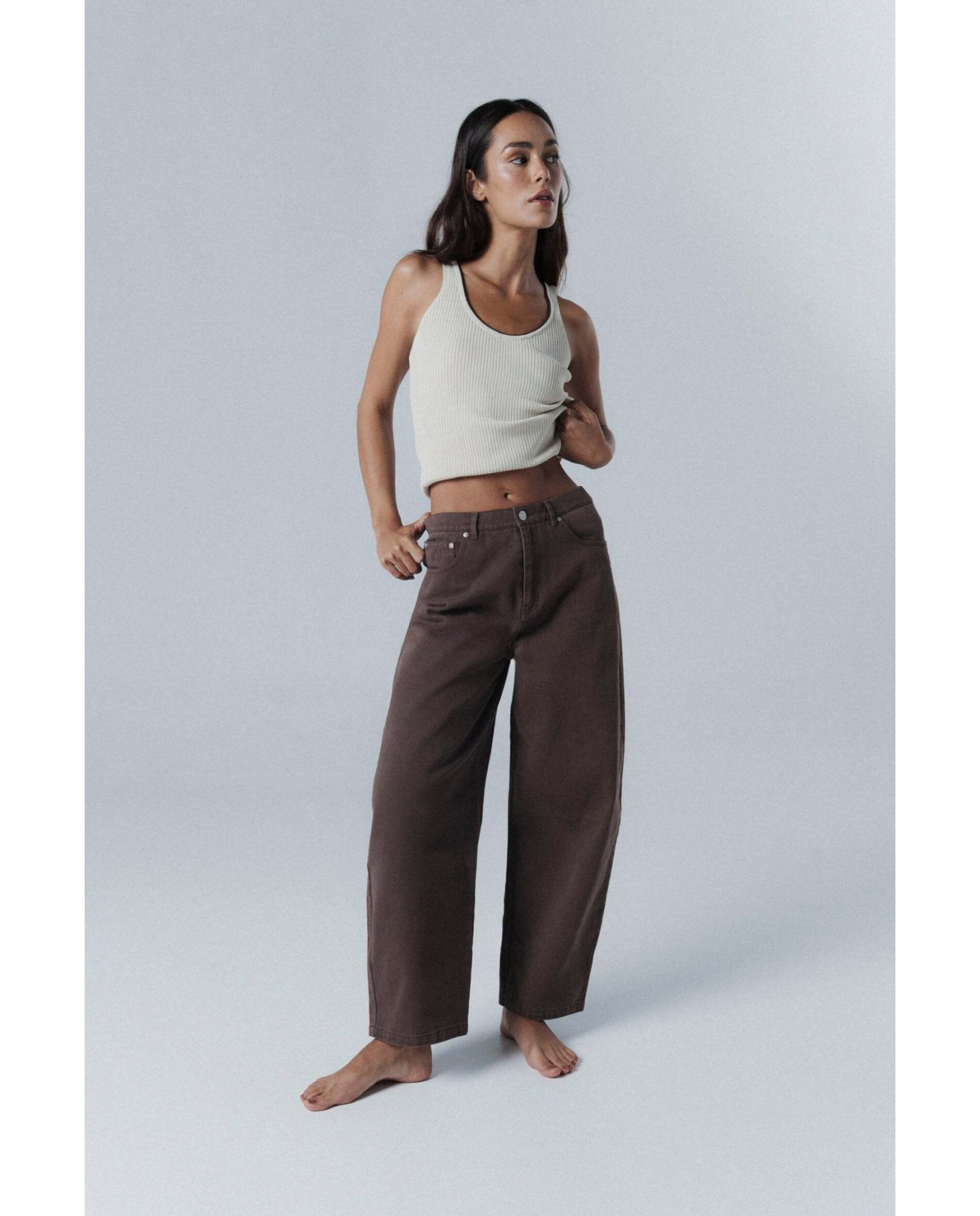Pantalón denim de mujer globo