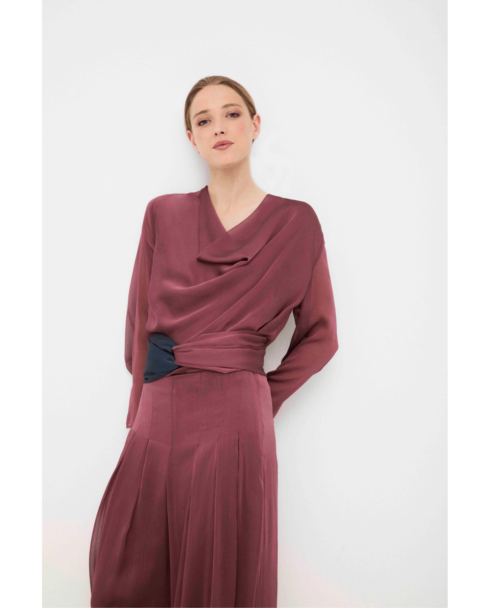 Blusa de mujer de gasa catiónica - Bimani - Rosa Rosa-4