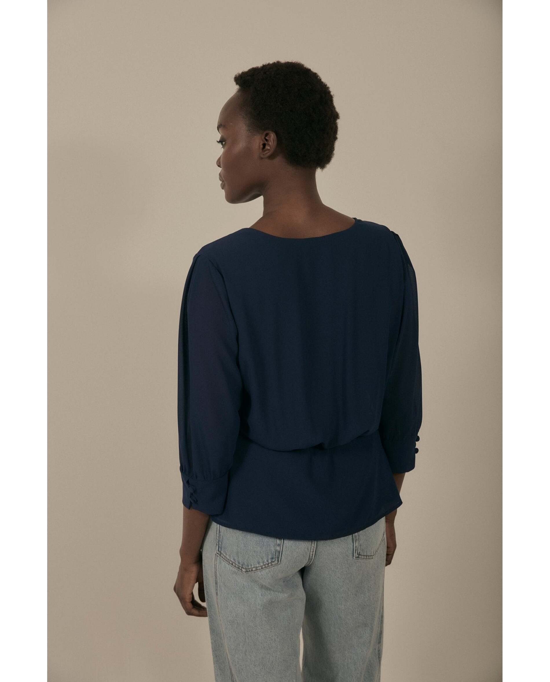 Blusa de mujer de tejido bimani - Azul marino Azul marino-4