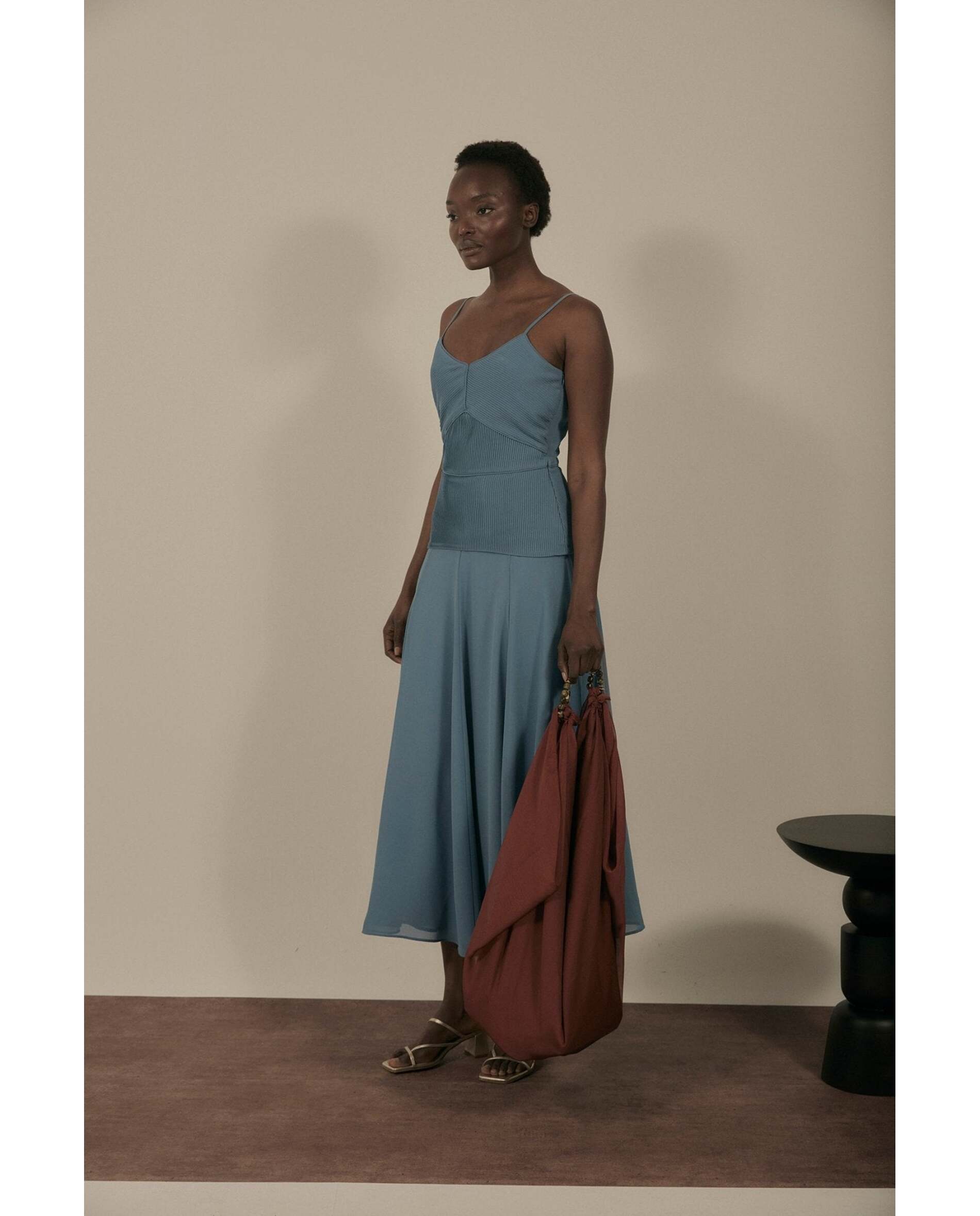 Vestido de mujer de tejido bimani - Azul claro Azul claro-2