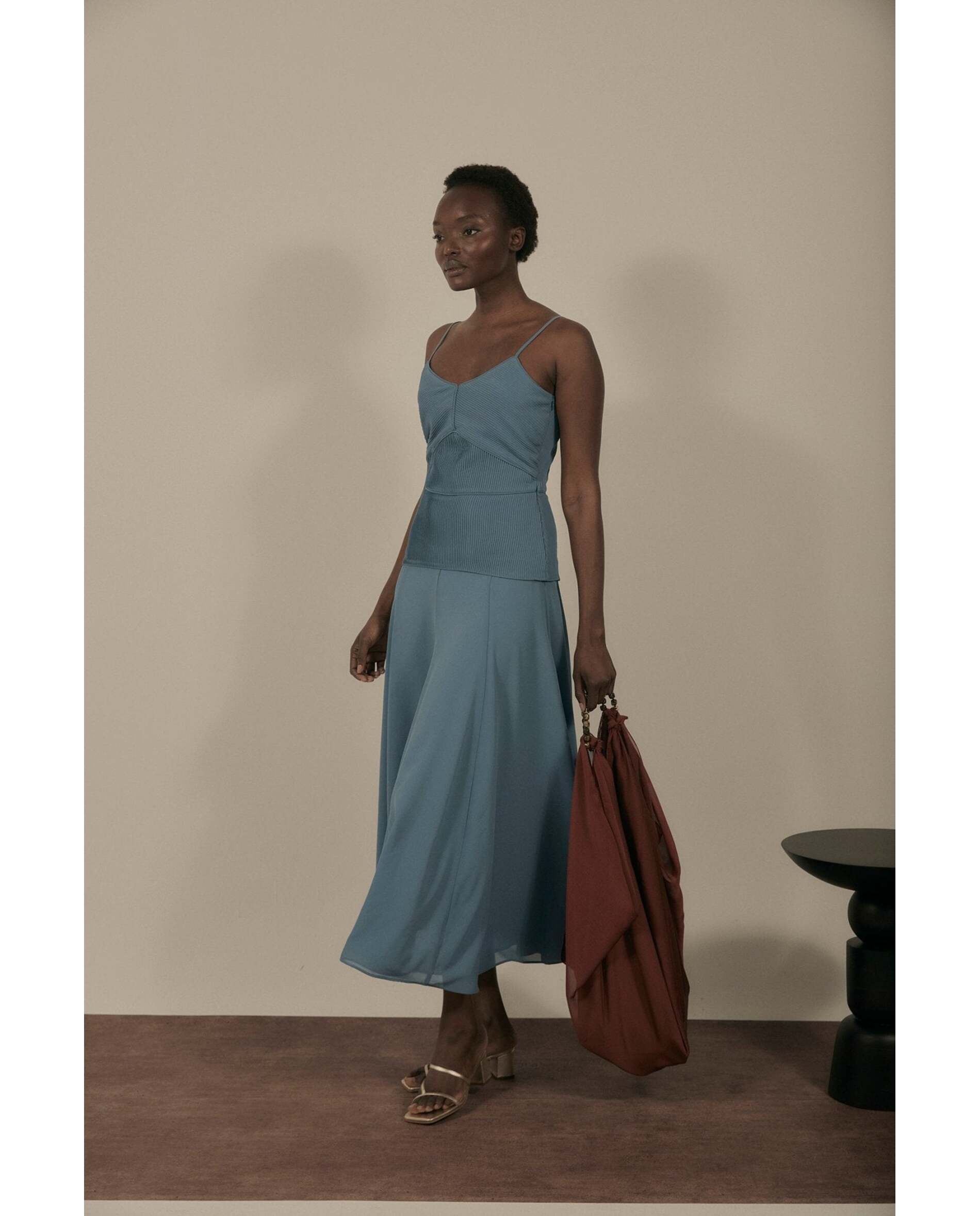 Vestido de mujer de tejido bimani - Azul claro Azul claro-3