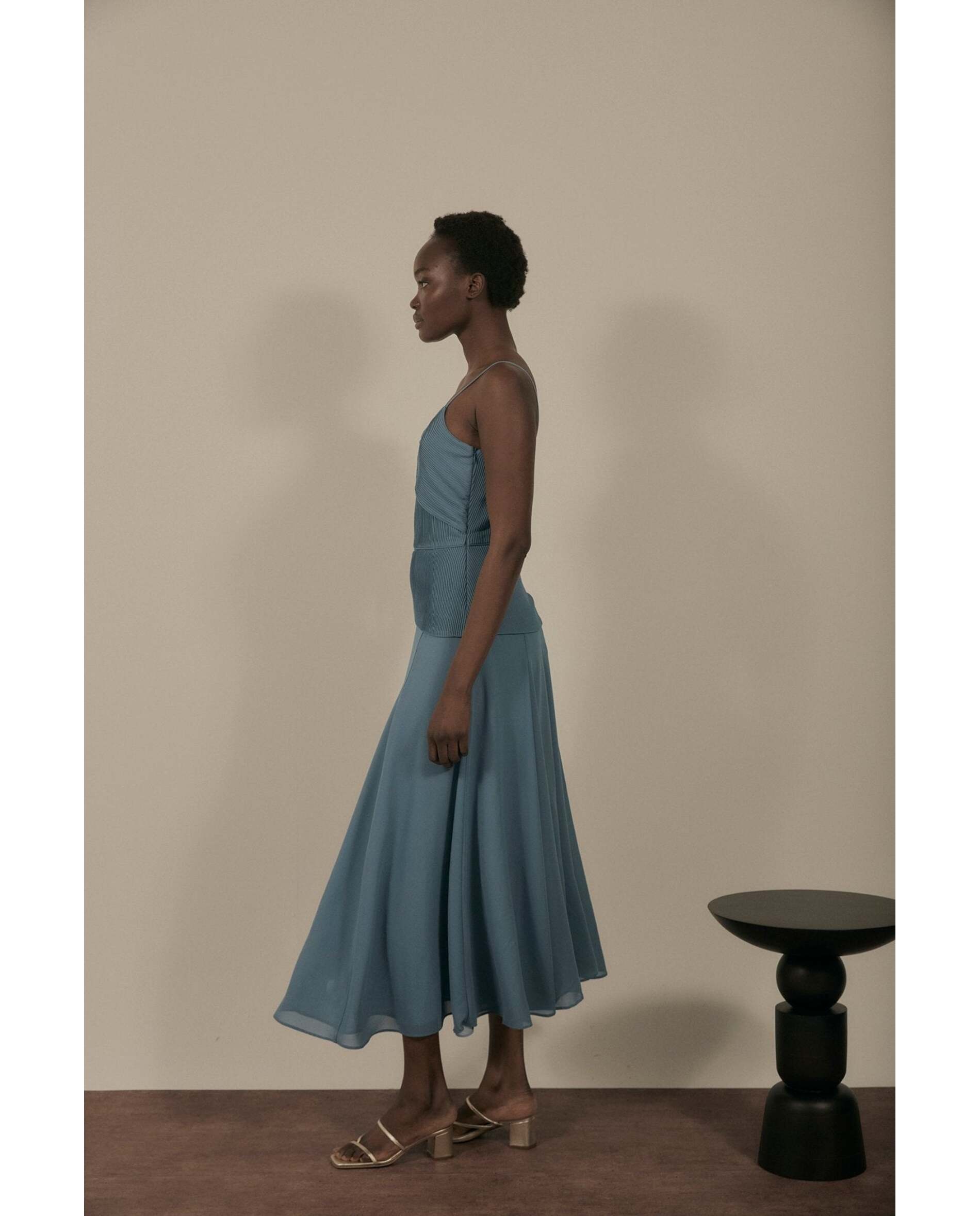 Vestido de mujer de tejido bimani - Azul claro Azul claro-4