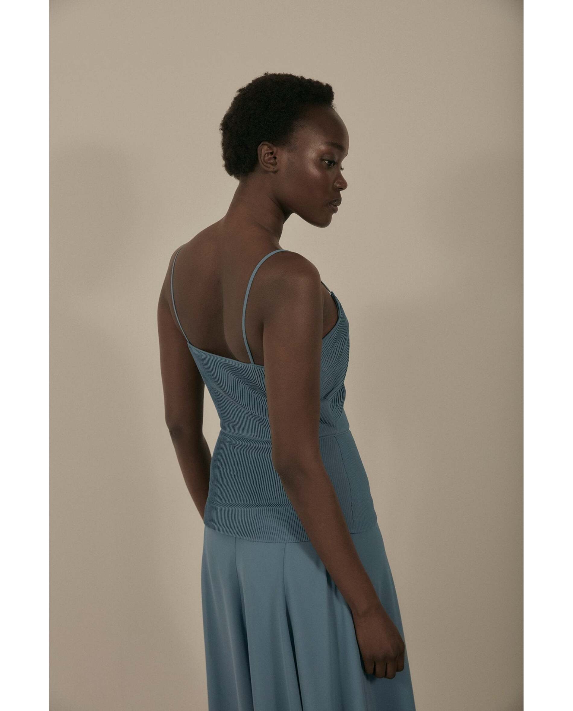 Vestido de mujer de tejido bimani - Azul claro Azul claro-5