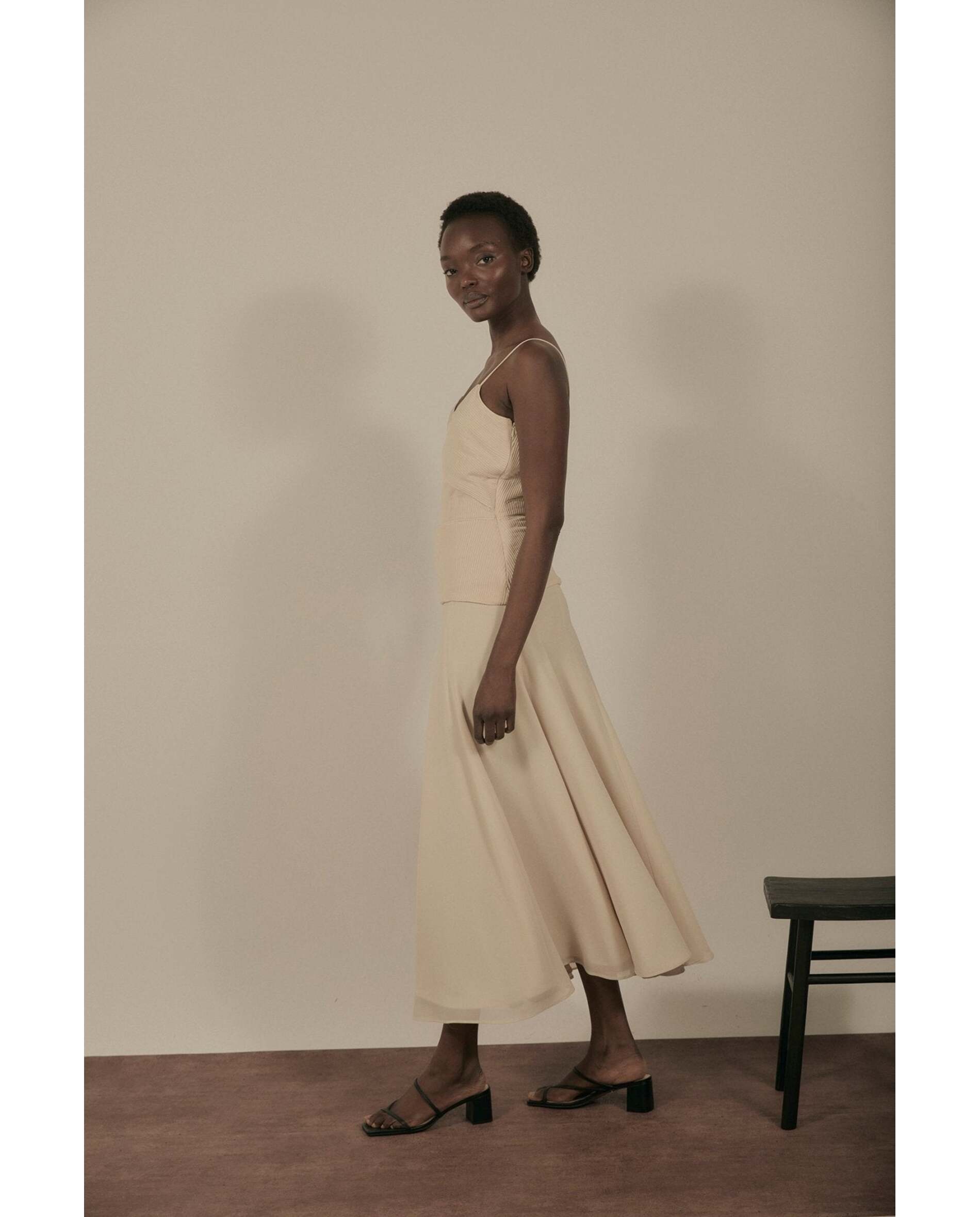 Vestido de mujer de tejido bimani - Beige Beige-2